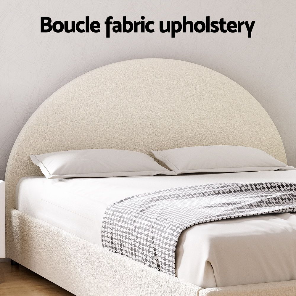 Artiss Bed Frame Gas Lift Strorage Beds Base Platform Boucle Fabric Double ELLA Bedworld
