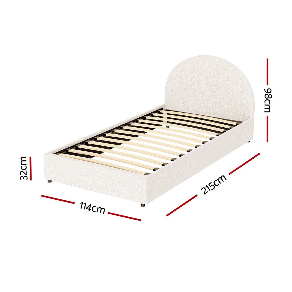 Artiss Bed Frame Gas Lift Strorage Beds Base Platform Boucle Fabric King Single ELLA Bedworld