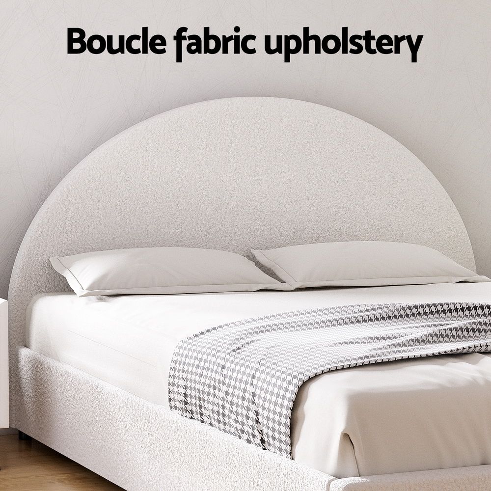 Artiss Bed Frame Gas Lift Strorage Beds Base Platform Boucle Fabric Queen ELLA Bedworld