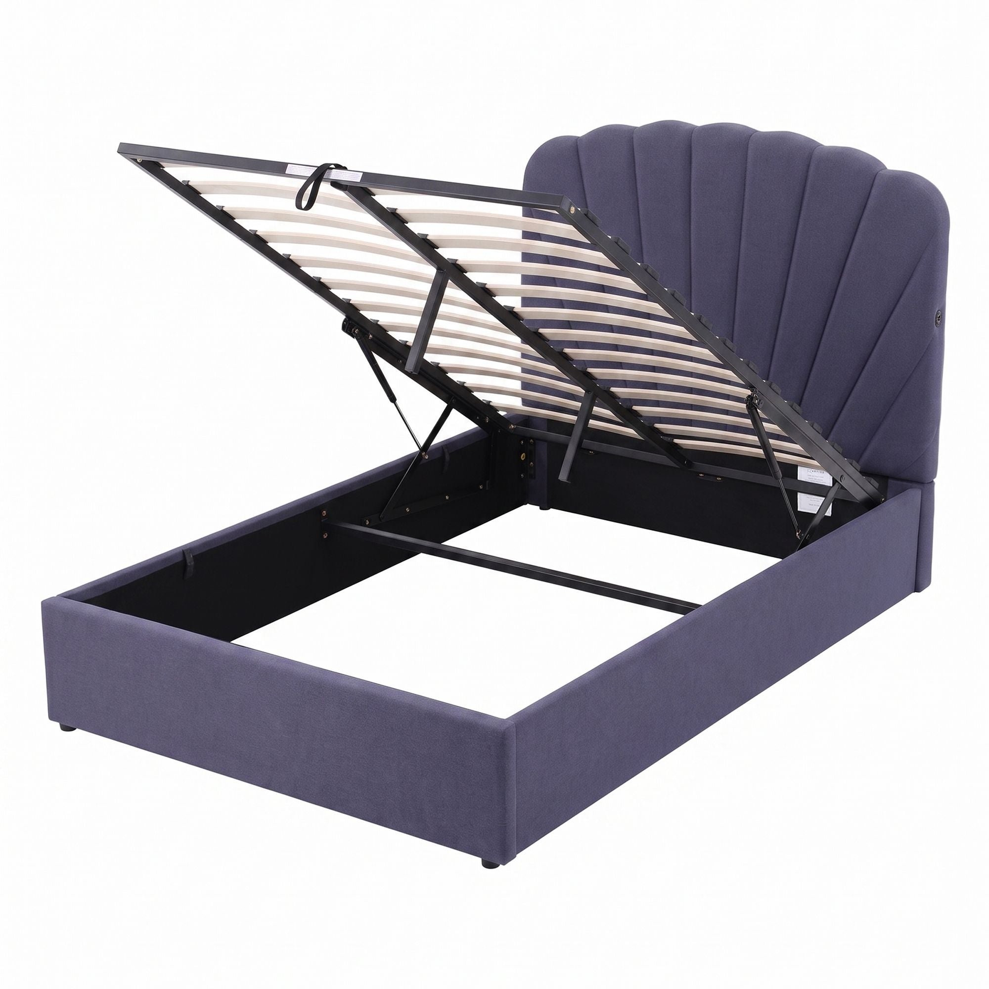 Artiss Double Bed Frame with Lift Up Storage and USB Ports Grey Bedworld