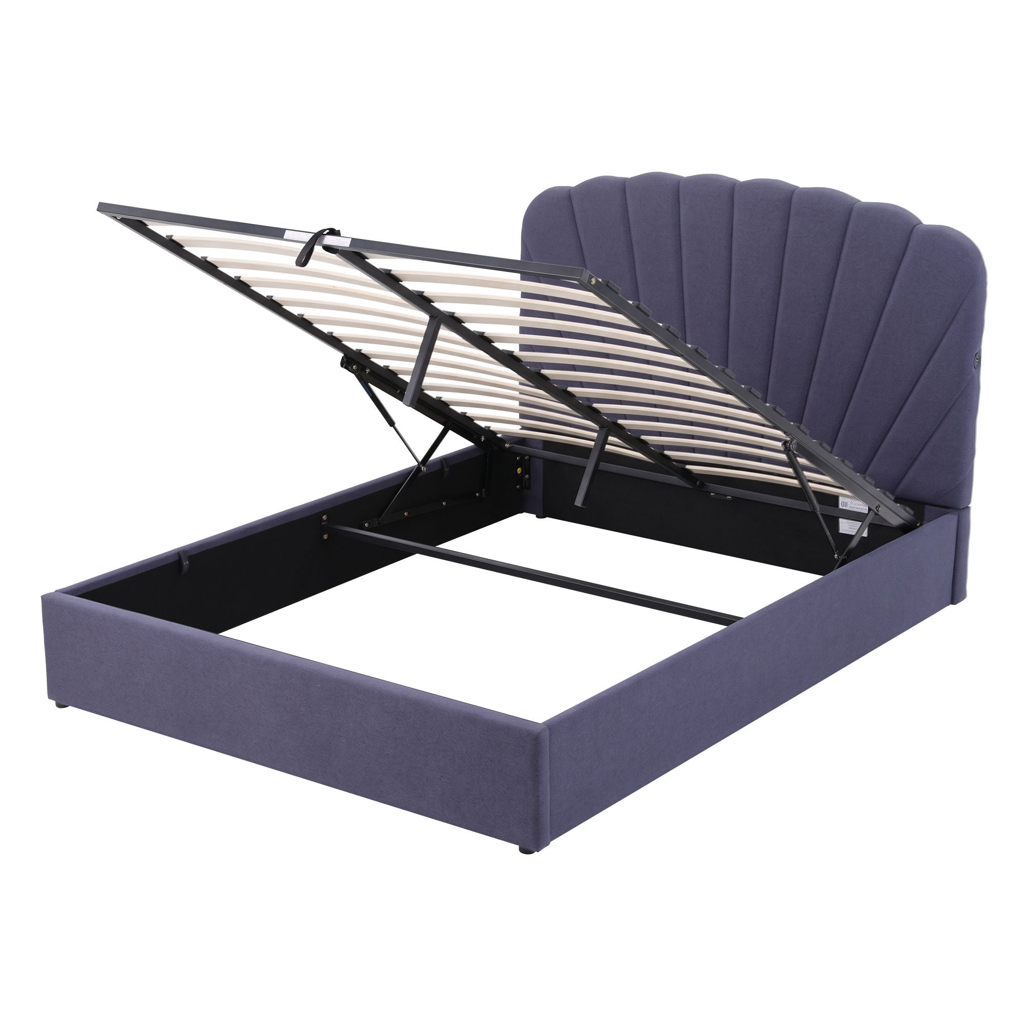 Artiss Queen Bed Frame with Lift Up Storage and USB Ports Grey Bedworld