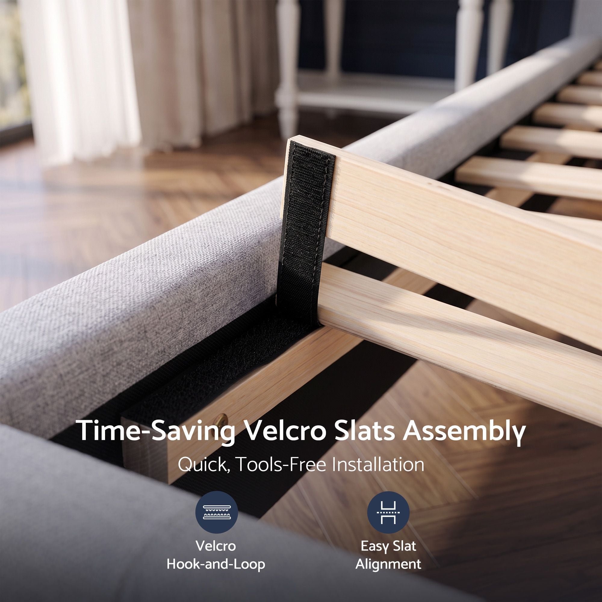 Artiss Queen Bed Frame with Tufted Headboard and Plywood Slats Grey Bedworld