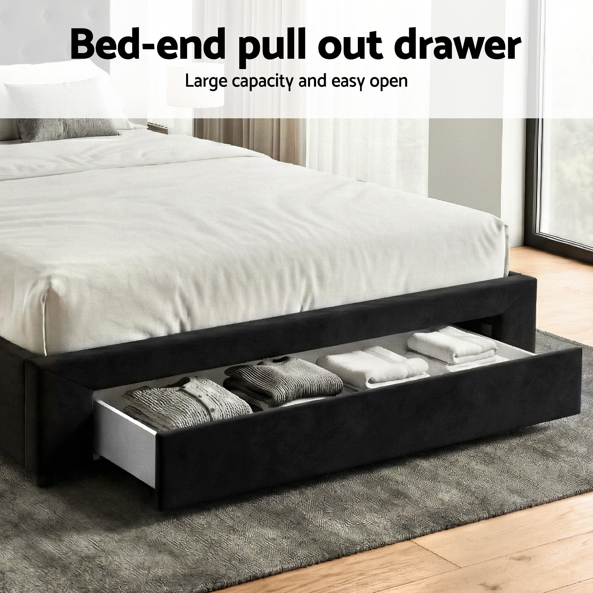 Artiss Queen Bed Frame Storage Charging Station Upholstered 3 Drawers USB Type-C Bedworld
