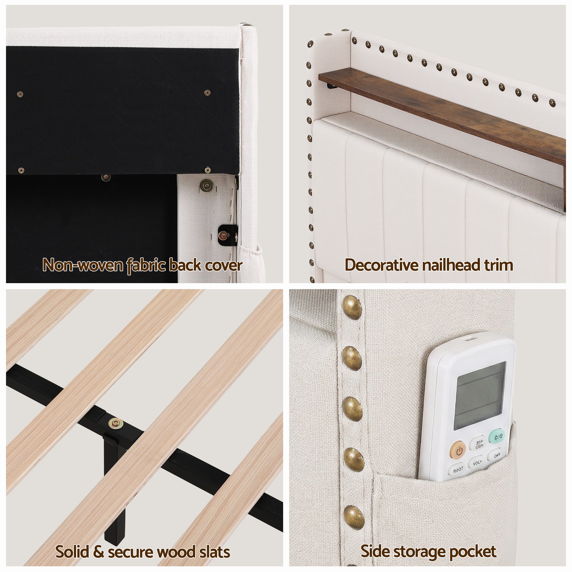 Artiss King Upholstered Bed Frame with Shelf Storage Drawers Charging Station Mood Lighting Linen Bedworld