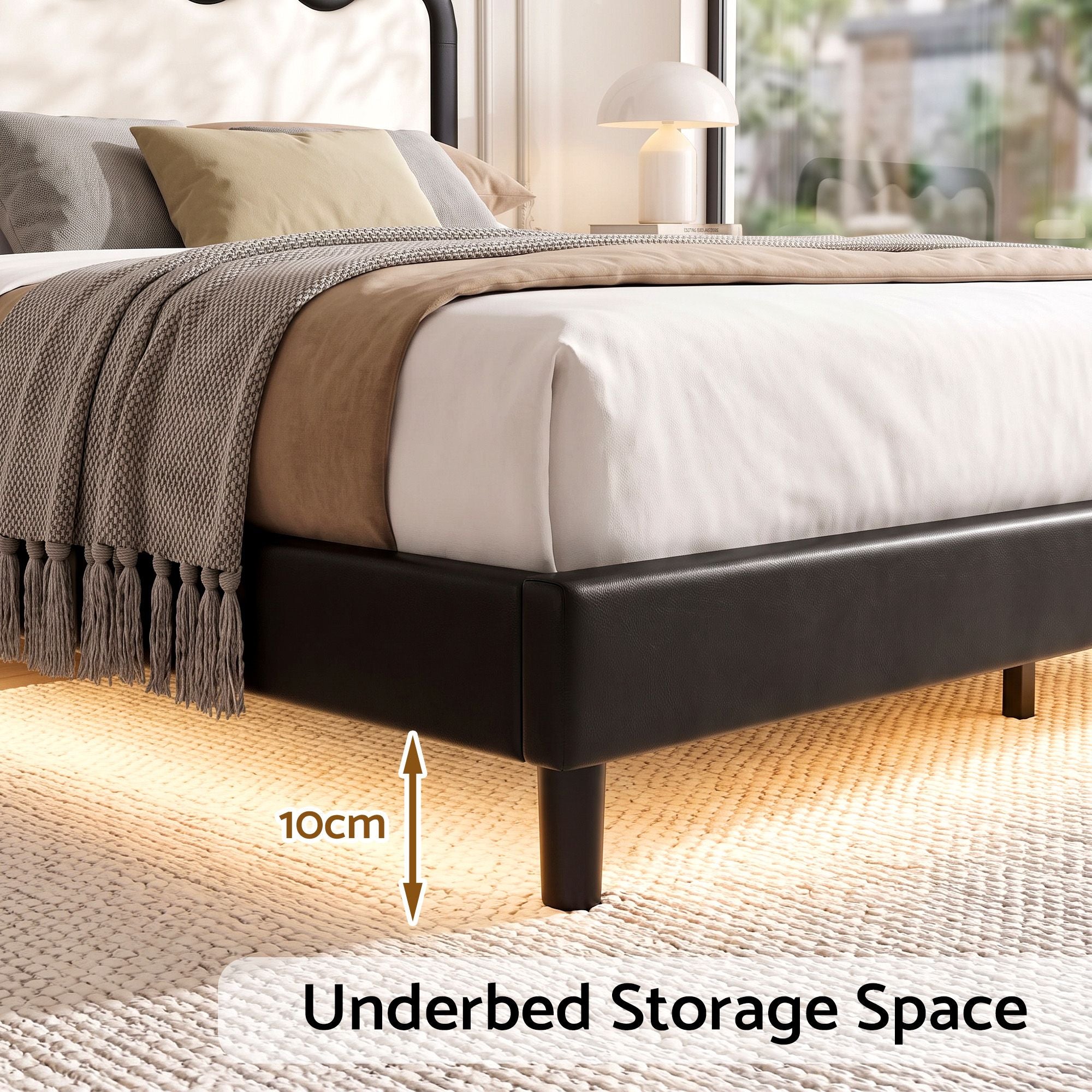 Artiss Queen Bed Frame, Floating Design with RGB LED and USB Charging Bedworld