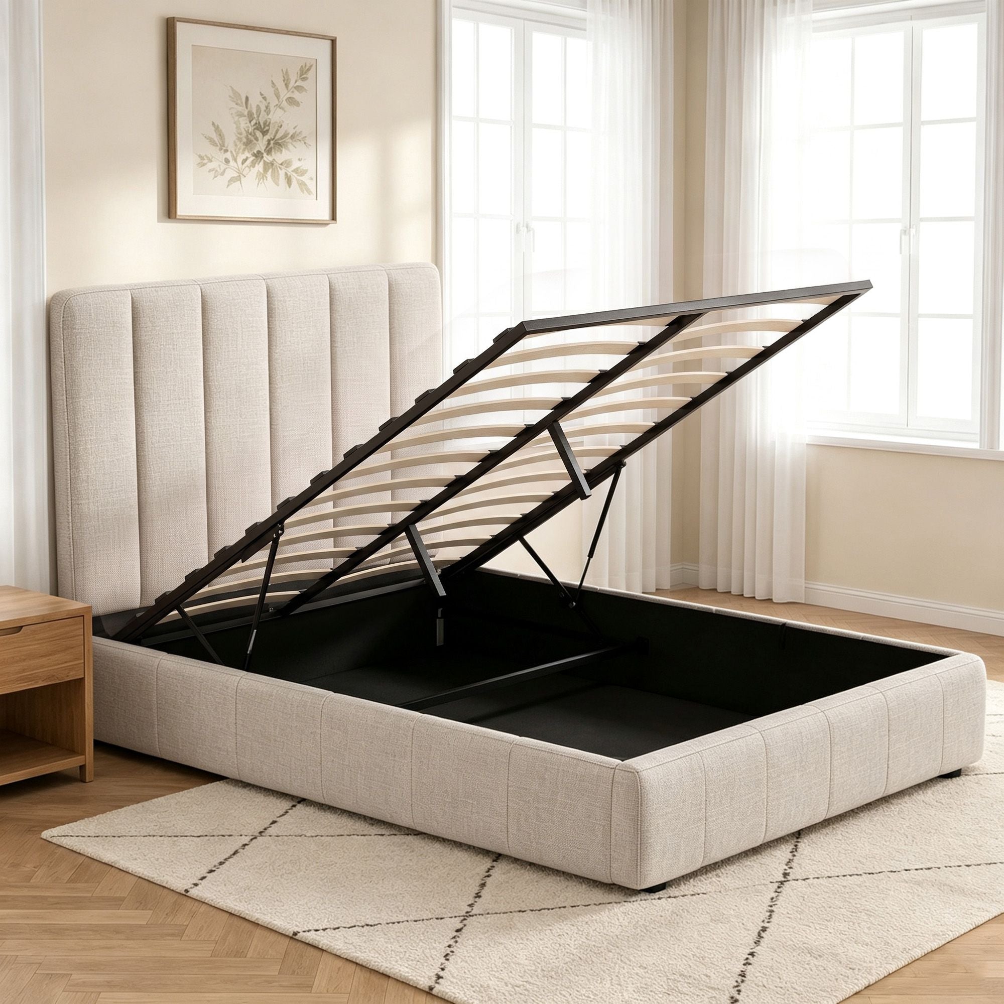 Artiss Bed Frame Queen Size Beige TETTE Bedworld