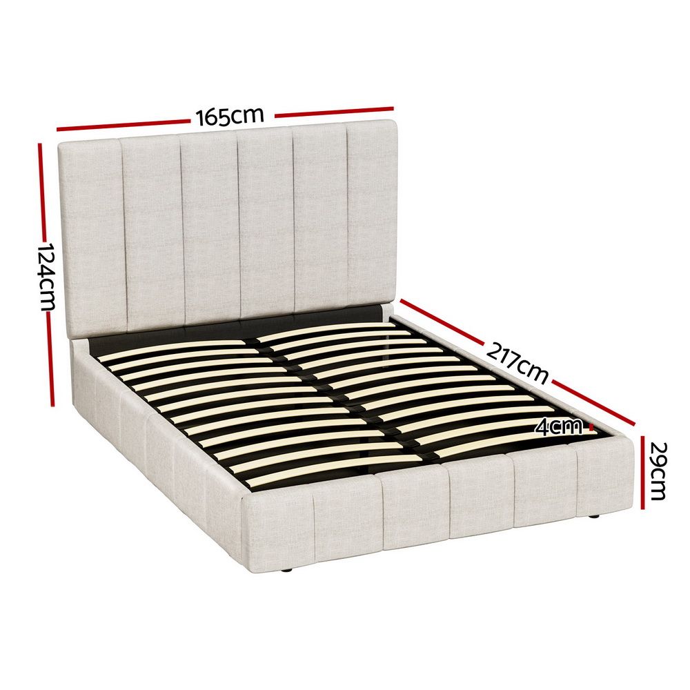 Artiss Bed Frame Queen Size Beige TETTE Bedworld