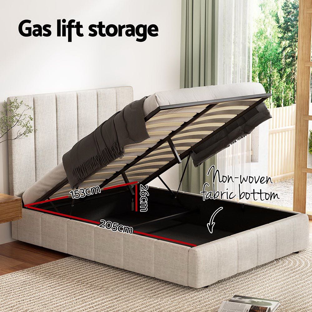 Artiss Bed Frame Queen Size Beige TETTE Bedworld