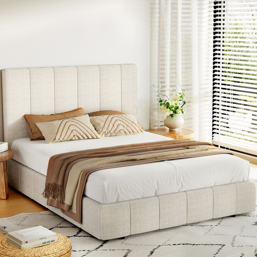 Artiss Bed Frame Queen Size Beige TETTE Bedworld