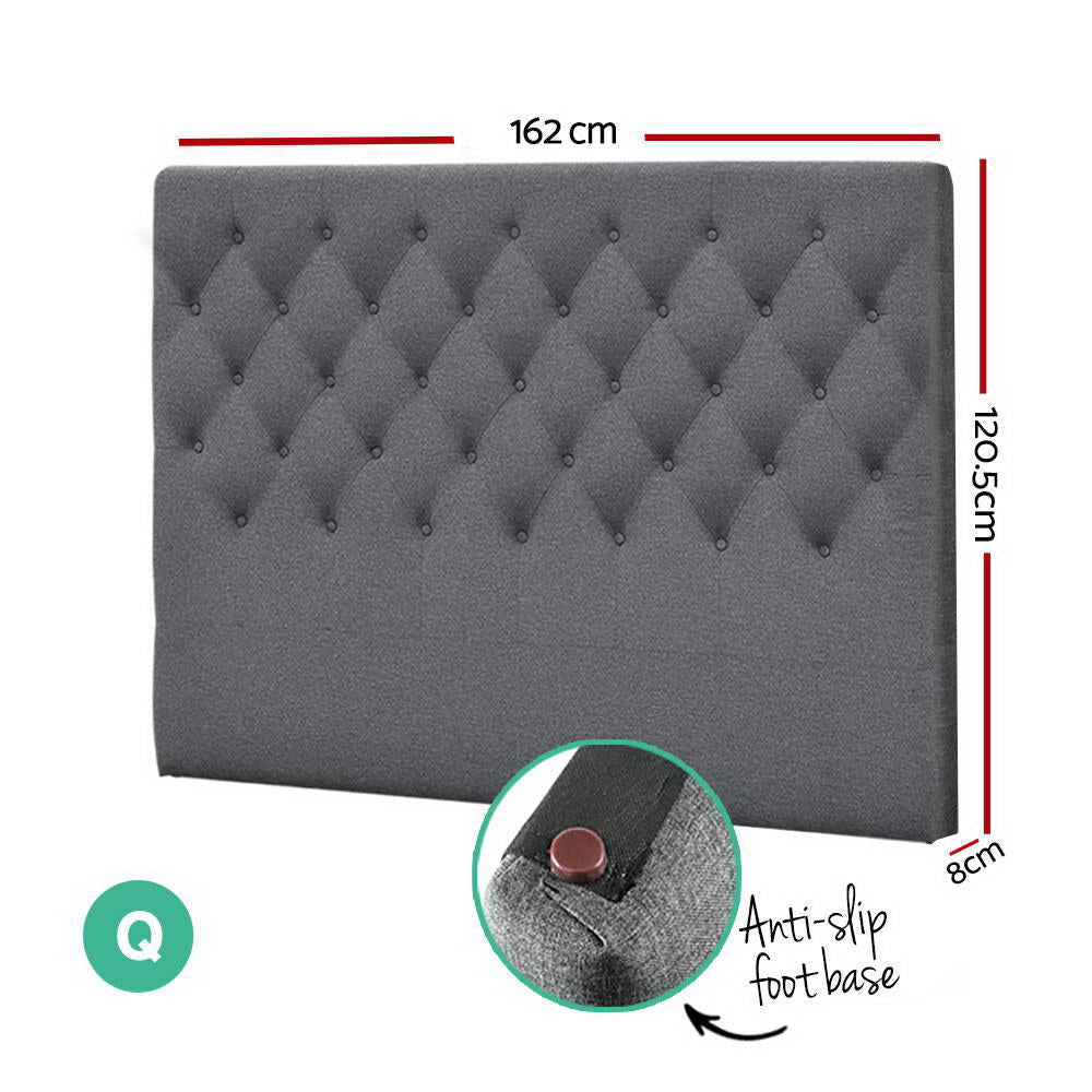 Artiss Bed Head Headboard Queen Size Fabric - CAPPI Grey