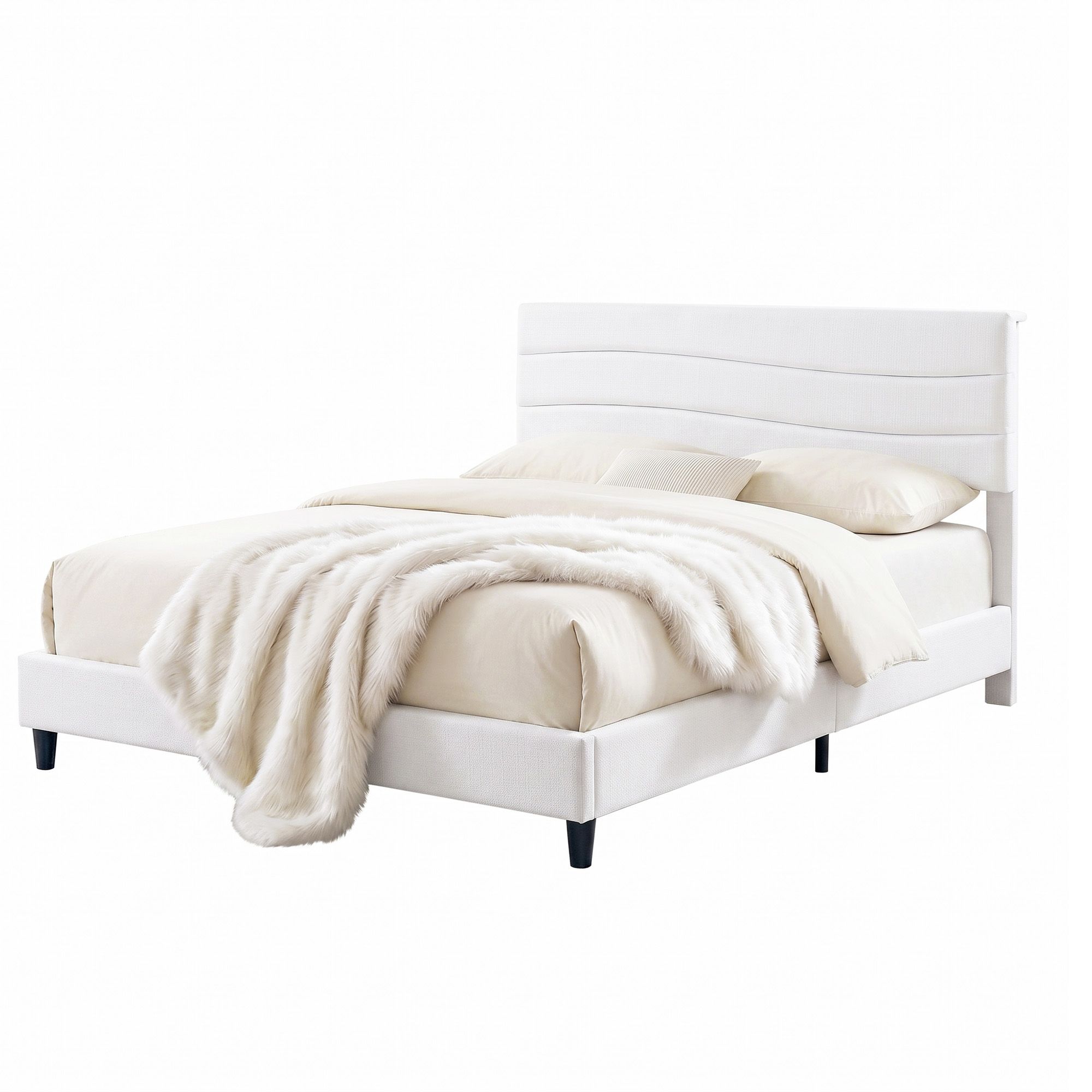 Artiss Queen Bed Frame with Storage Adjustable Headboard Platform Base Linen Fabric Charging Ports Bedworld