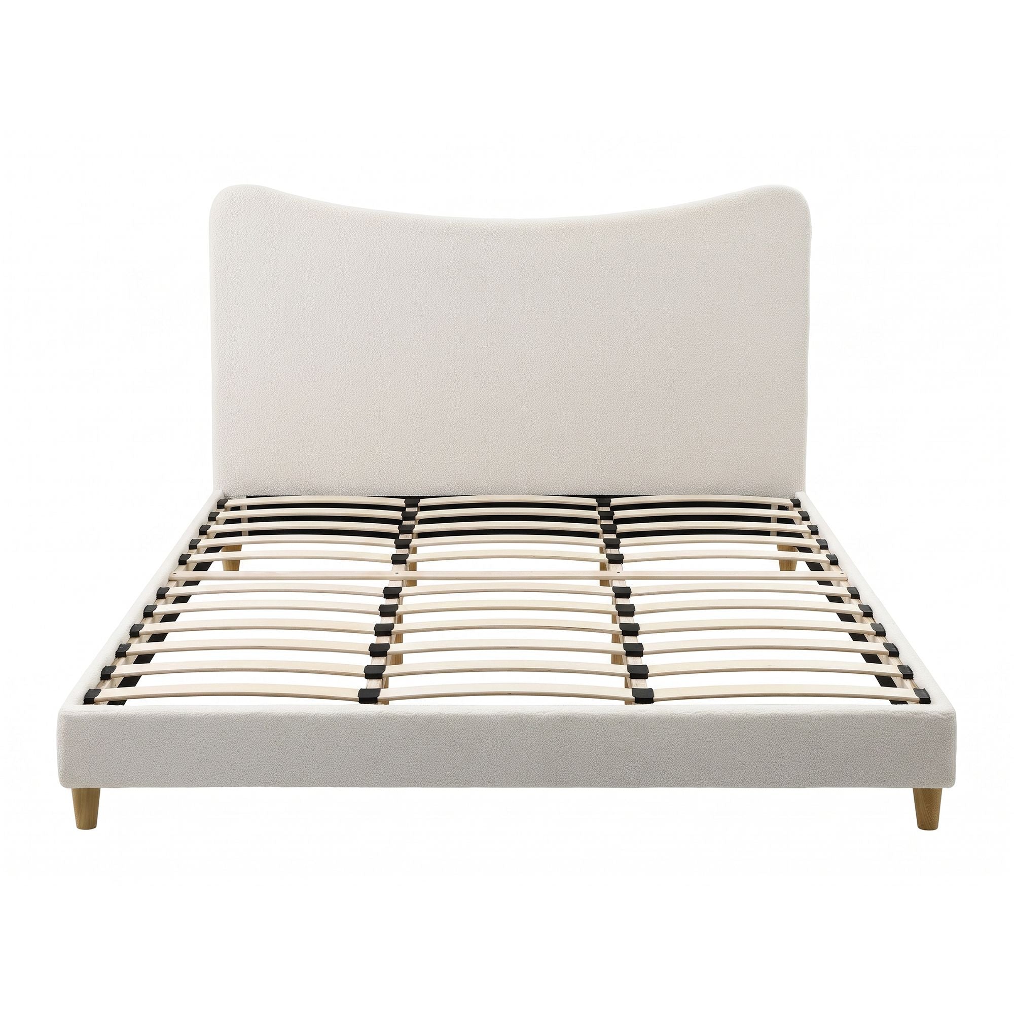 Artiss King Bed Frame with Boucle Headboard, Beige, 300kg Capacity Bedworld