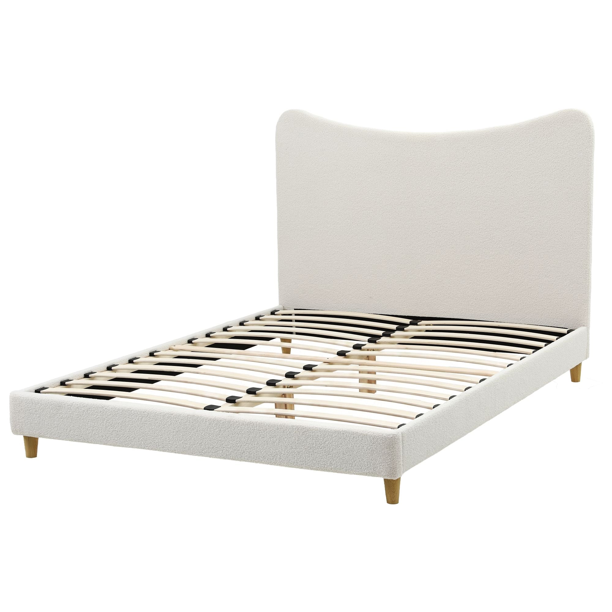 Artiss Queen Bed Frame with Boucle Headboard, Beige, 300kg Capacity Bedworld