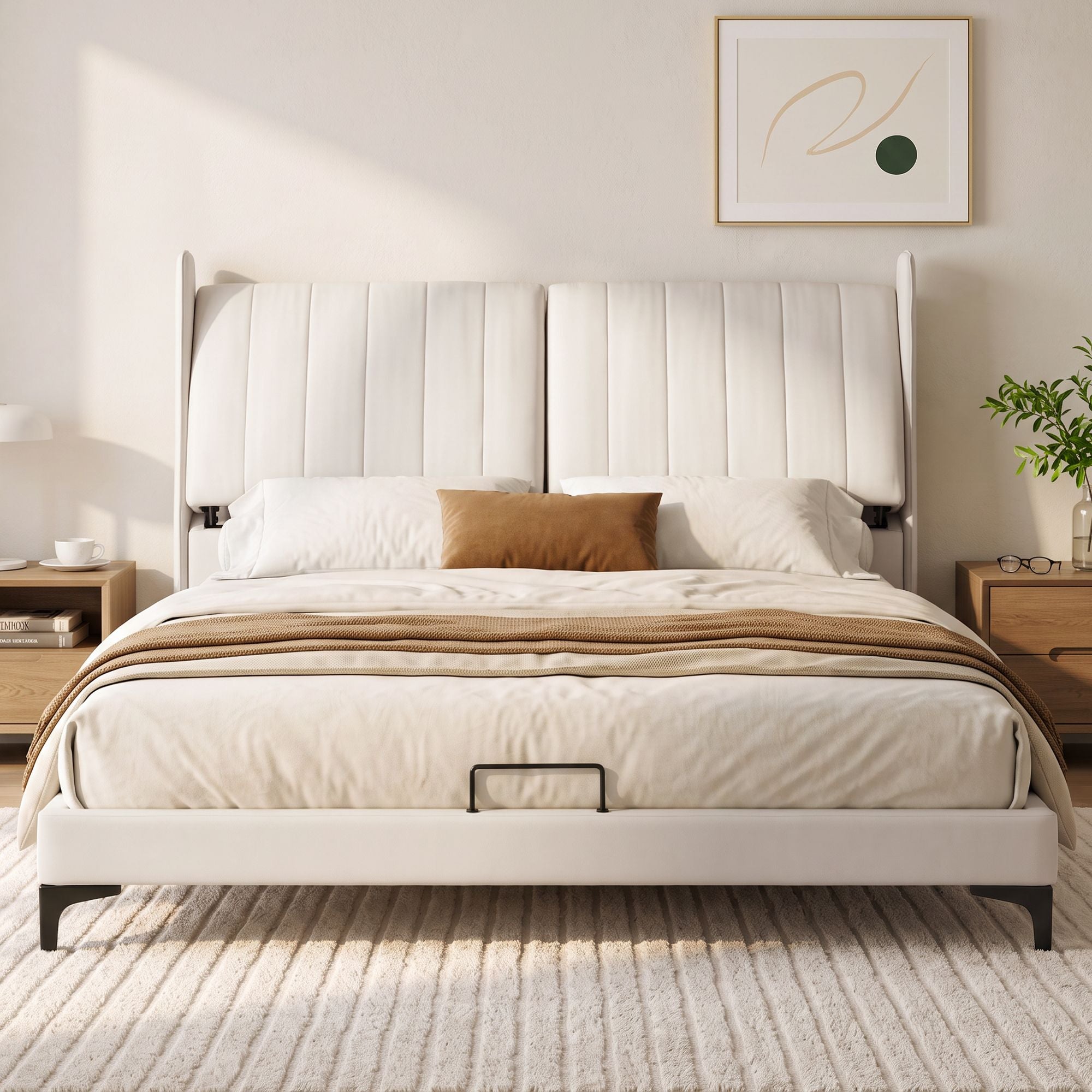Artiss King Size Bed Frame with Adjustable Headboard, PU Leather Bedworld