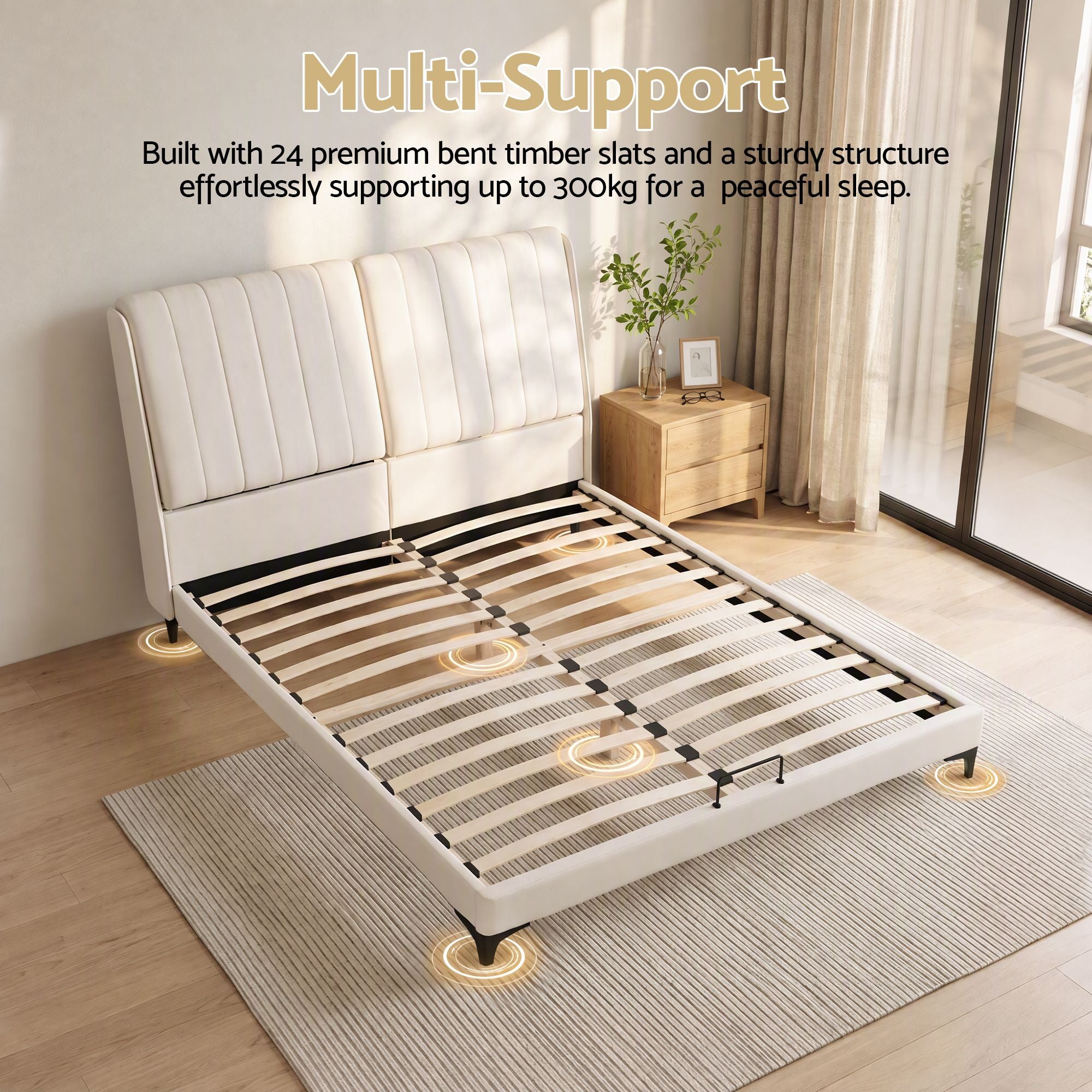 Artiss King Size Bed Frame with Adjustable Headboard, PU Leather Bedworld