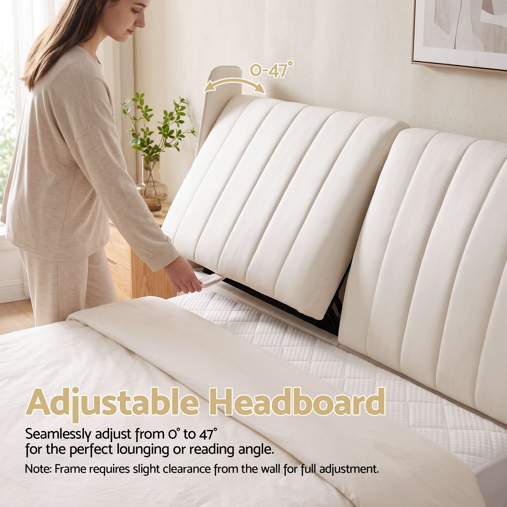 Artiss Queen Size Bed Frame with Adjustable Headboard, PU Leather Bedworld