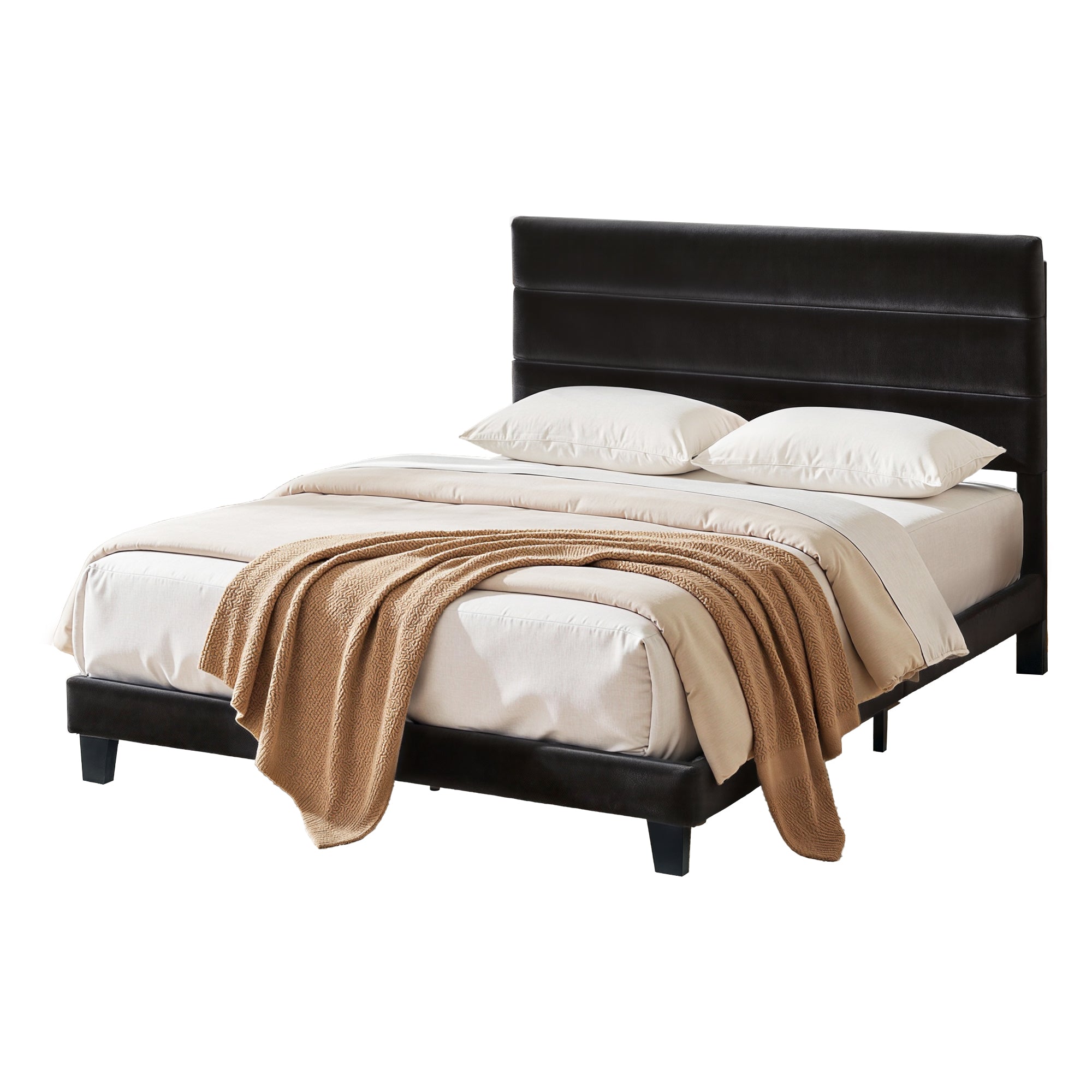 Artiss Queen Bed Frame Upholstered Platform Base with Geometric Headboard Black Velvet