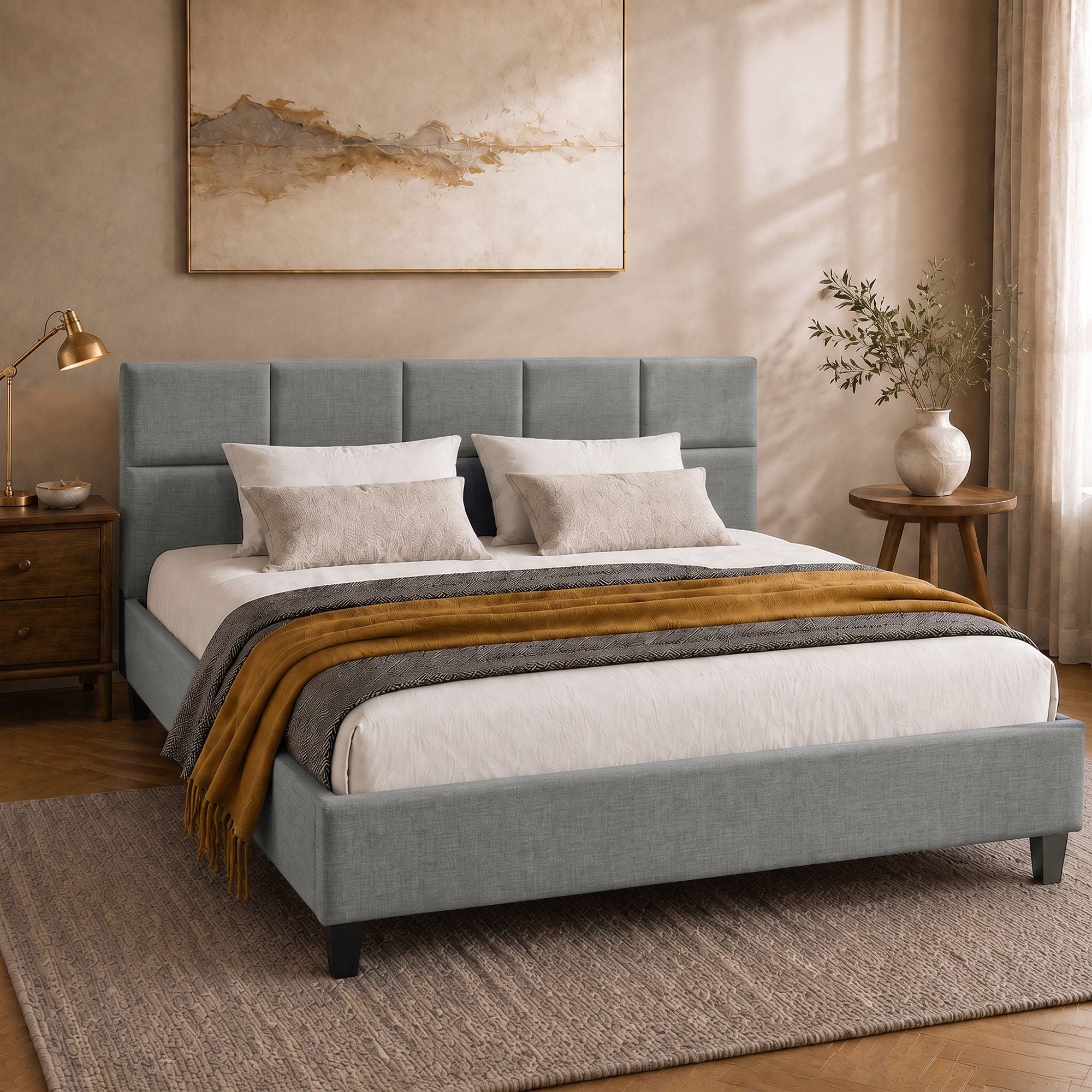 Artiss Bed Frame Queen Size Grey TINO Bedworld