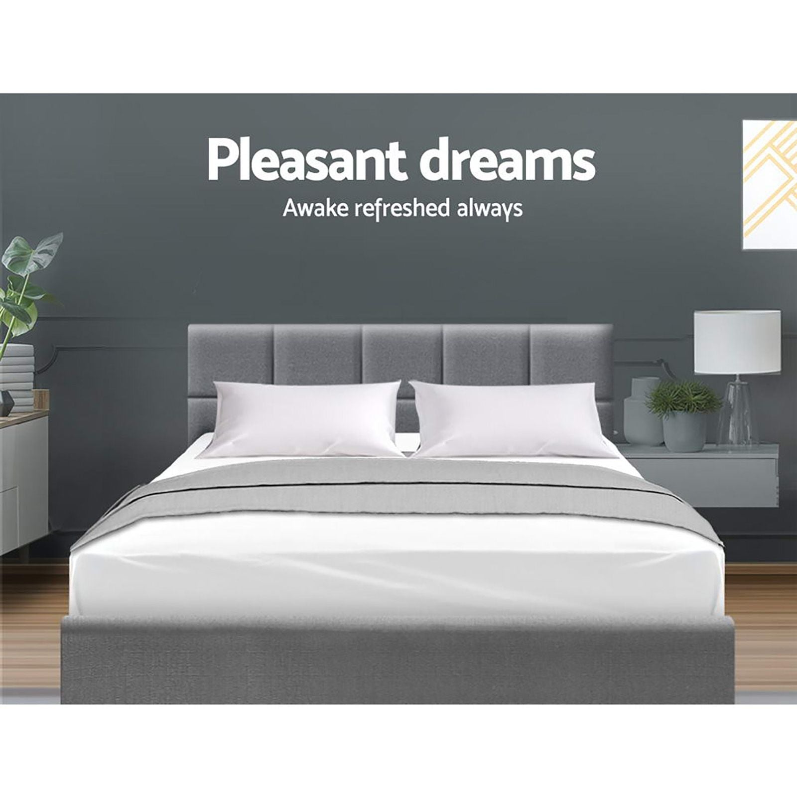 Artiss Bed Frame Queen Size Grey TINO Bedworld