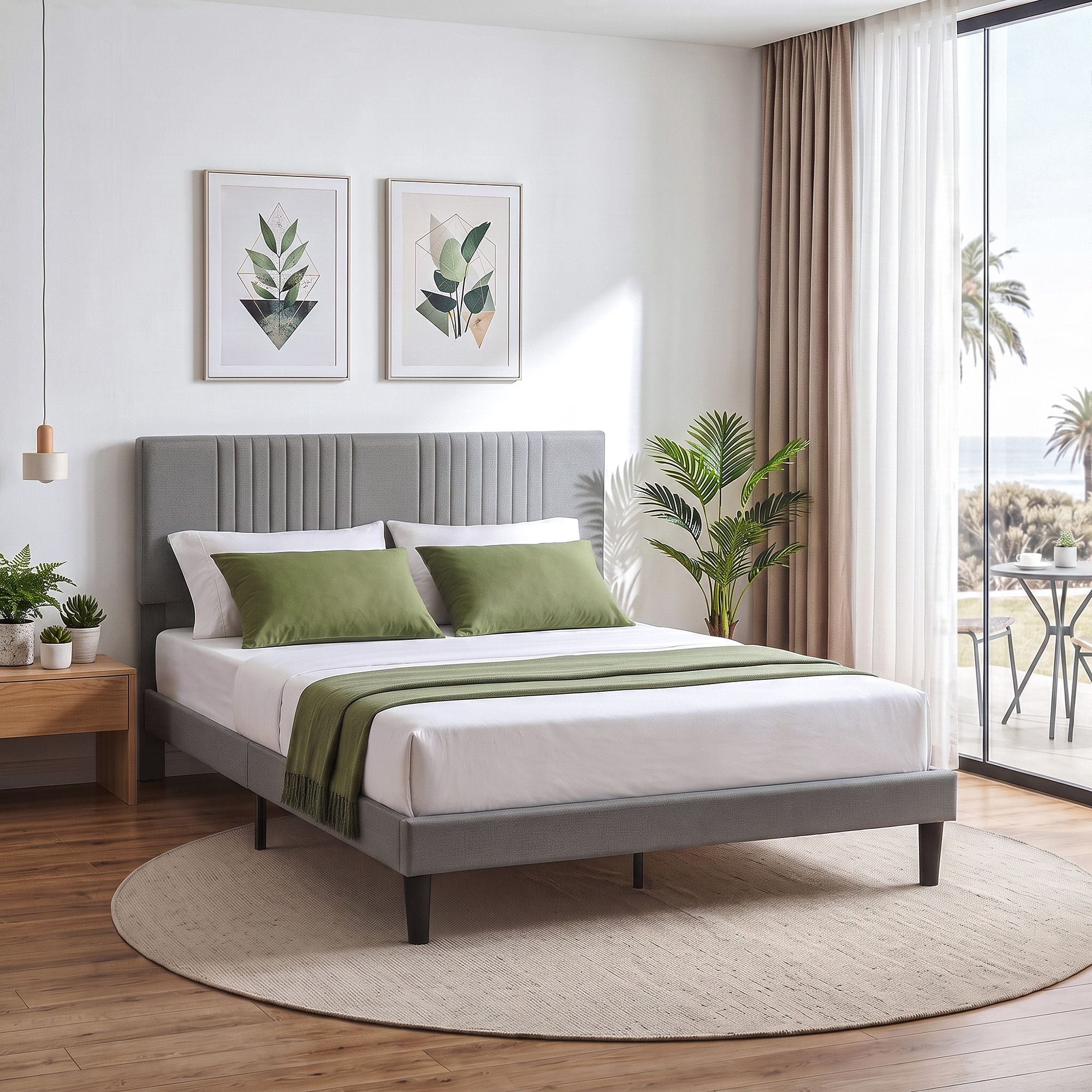 Artiss Double Bed Frame with Adjustable Headboard, Grey, 300kg Capacity Bedworld