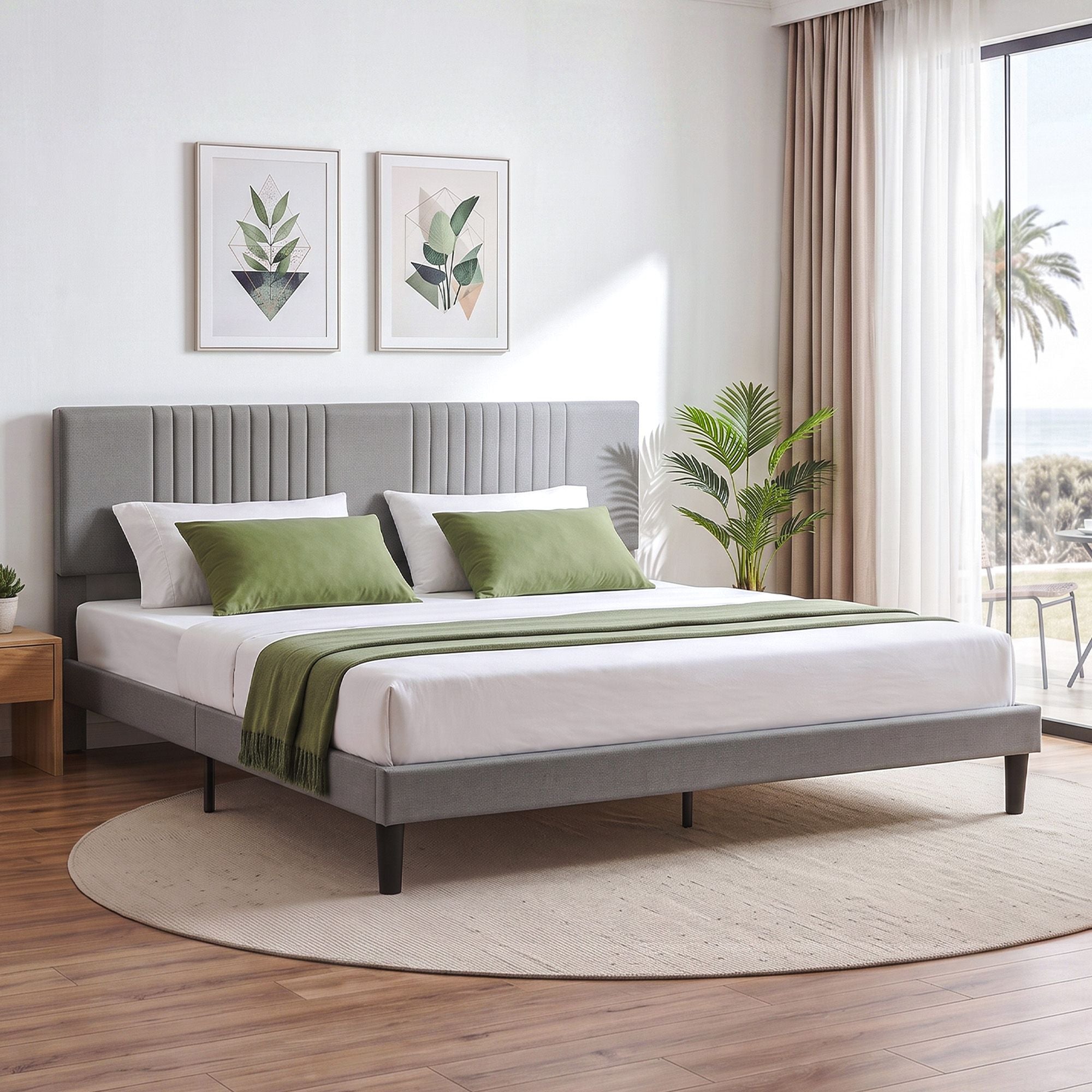 Artiss King Bed Frame with Adjustable Headboard, Grey, 300kg Capacity Bedworld