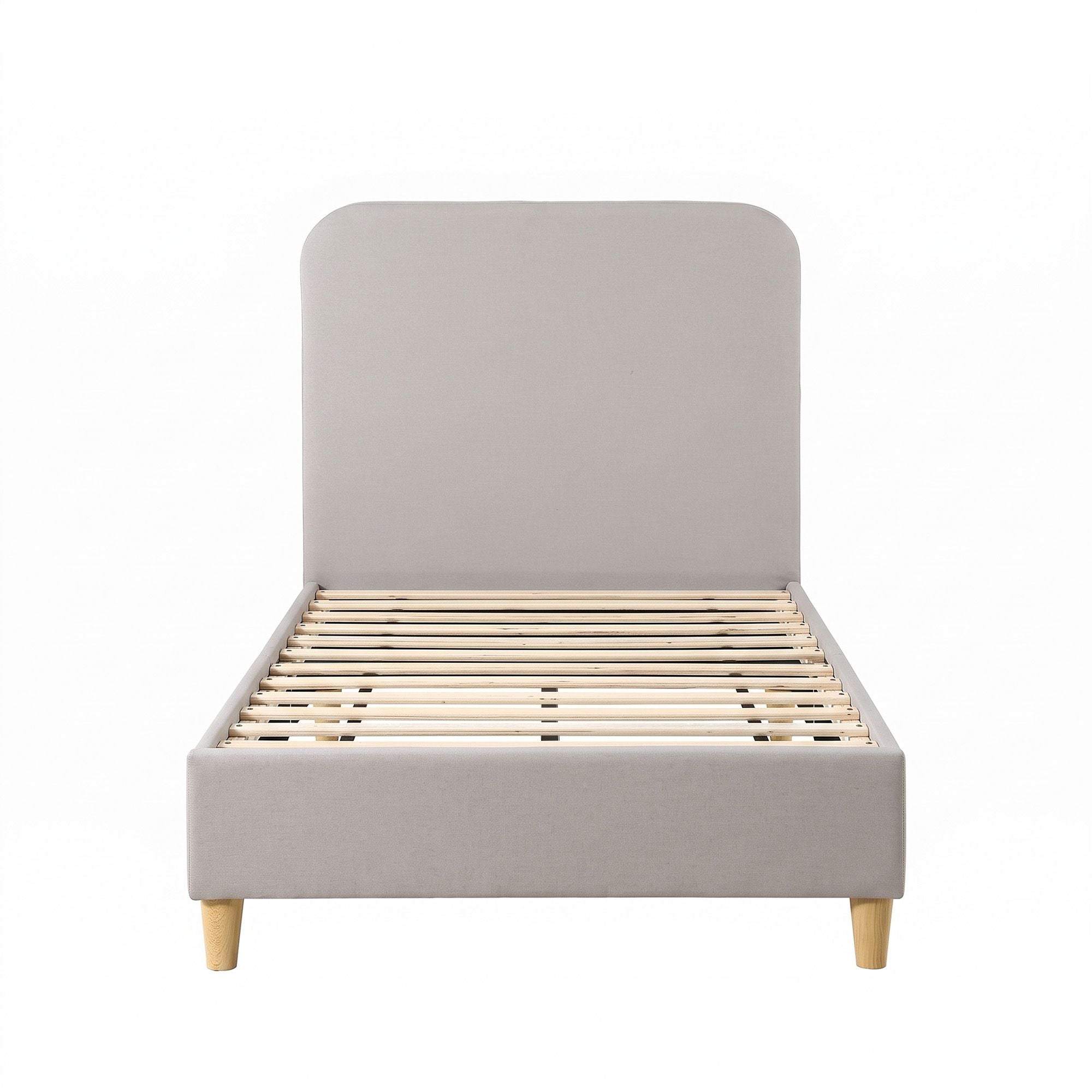 Artiss King Single Bed Frame with Headboard, Faux Linen Fabric Grey Bedworld