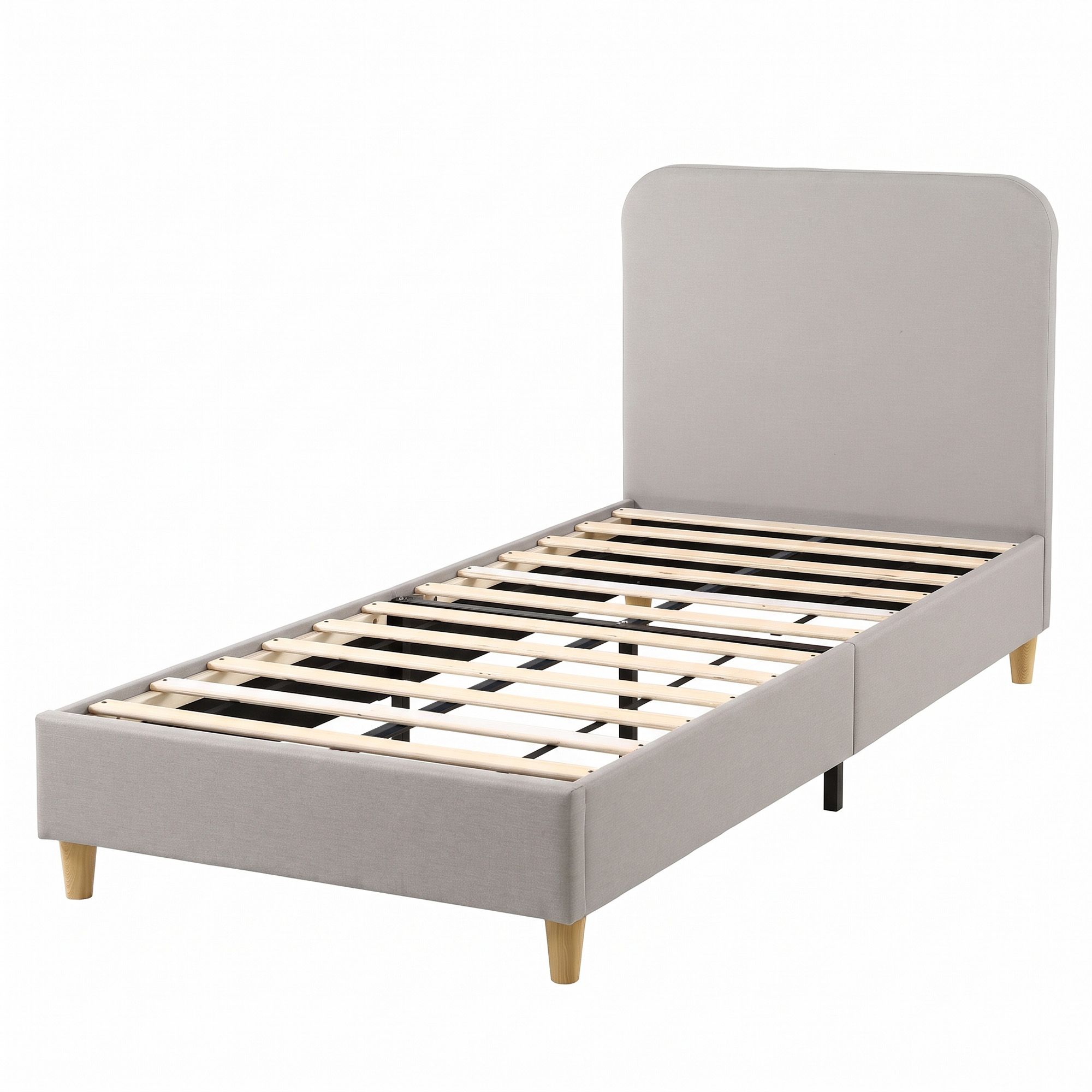 Artiss King Single Bed Frame with Headboard, Faux Linen Fabric Grey Bedworld