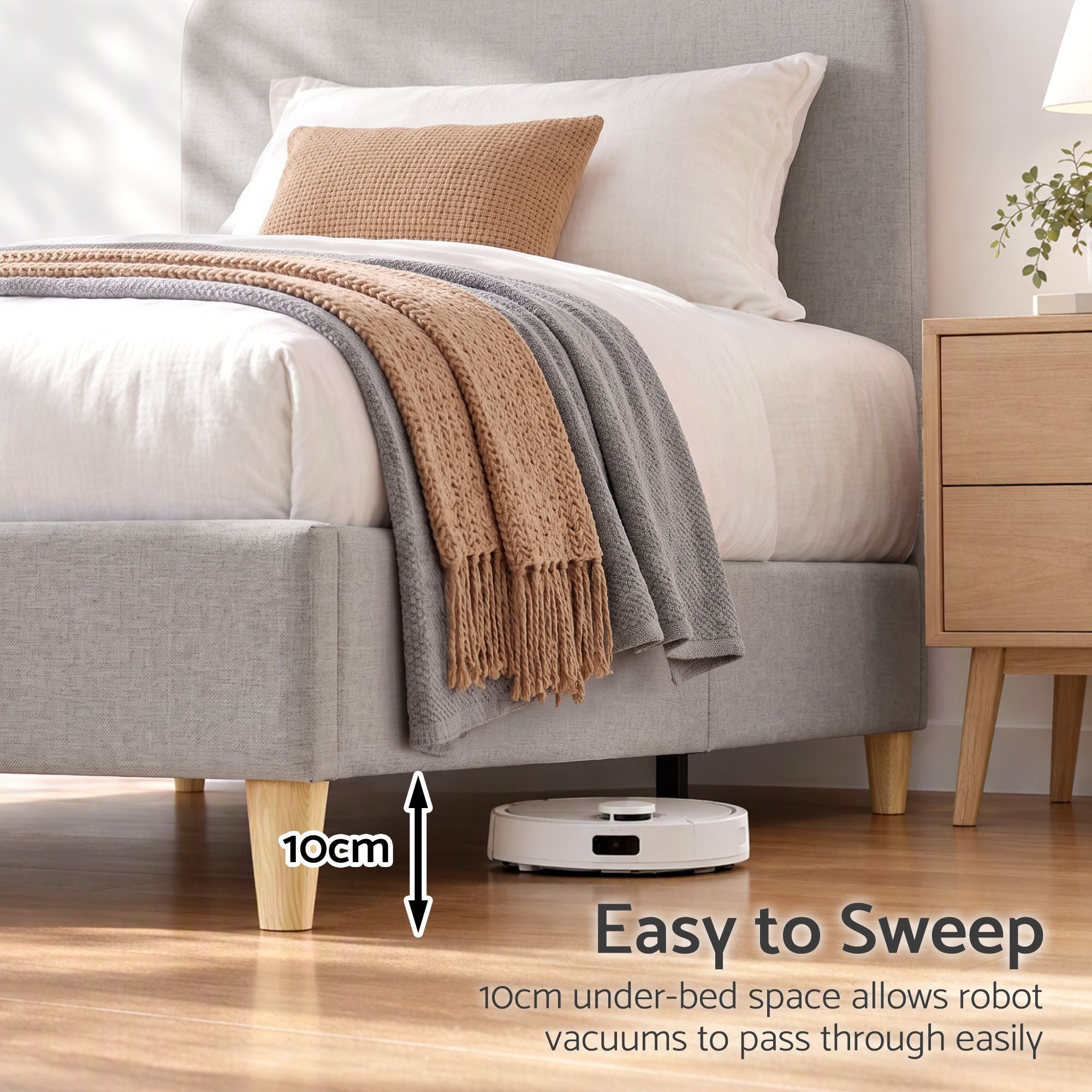 Artiss King Single Bed Frame with Headboard, Faux Linen Fabric Grey Bedworld