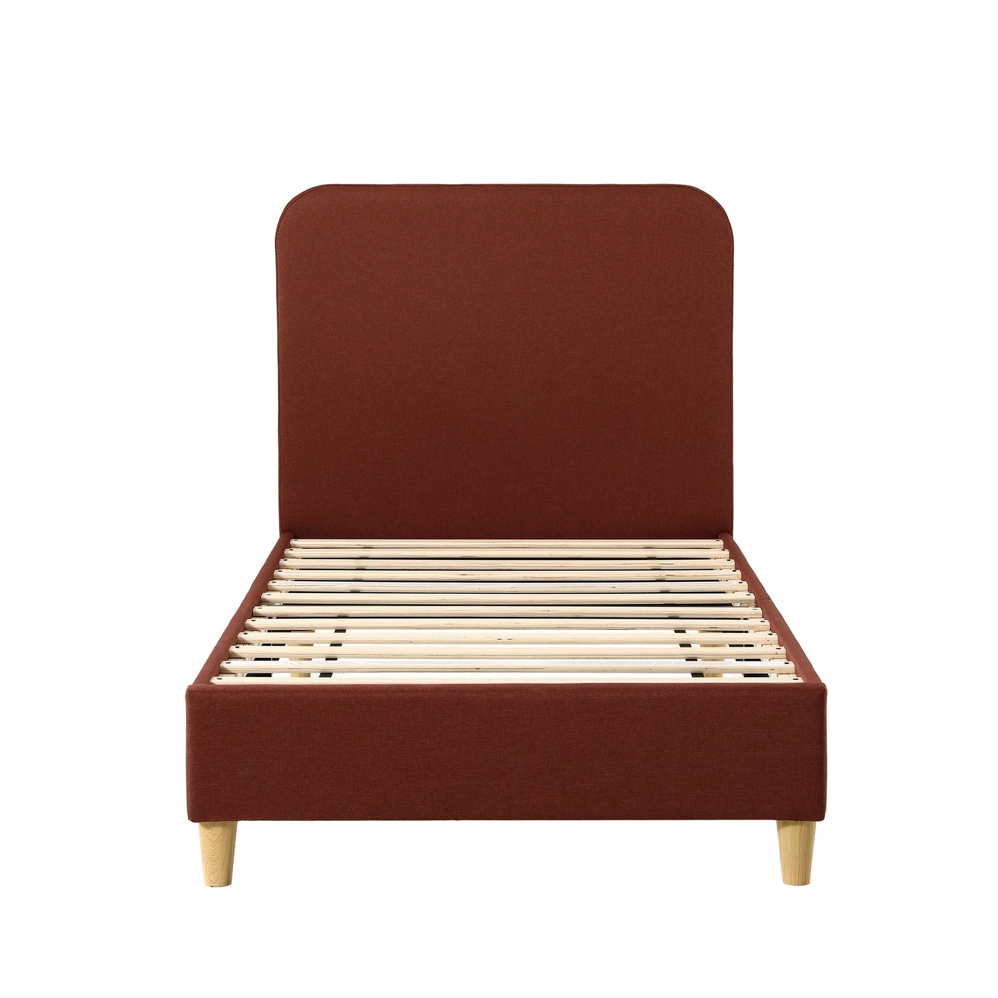 Artiss Single Bed Frame with Headboard, Faux Linen Fabric Brown Bedworld
