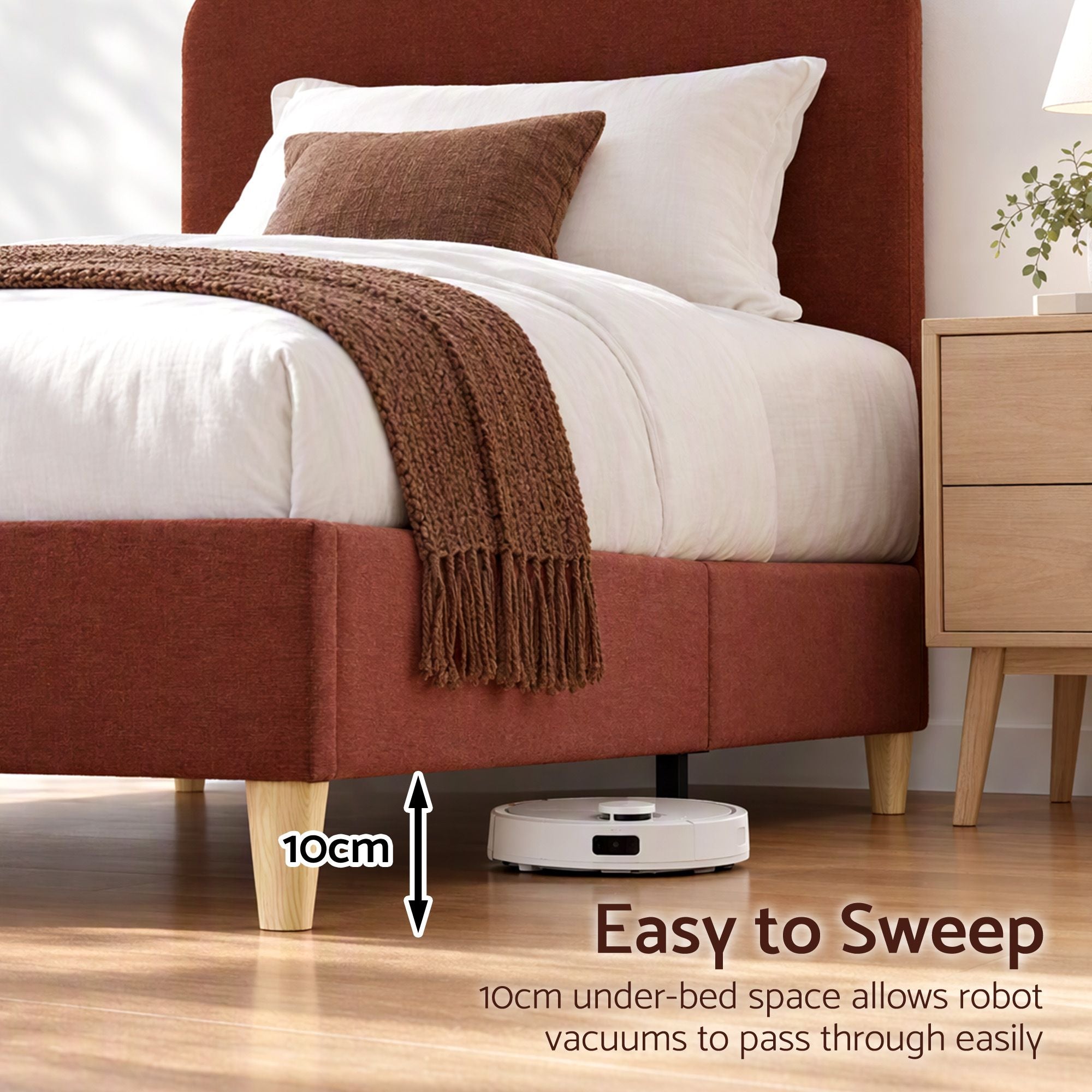 Artiss Single Bed Frame with Headboard, Faux Linen Fabric Brown Bedworld