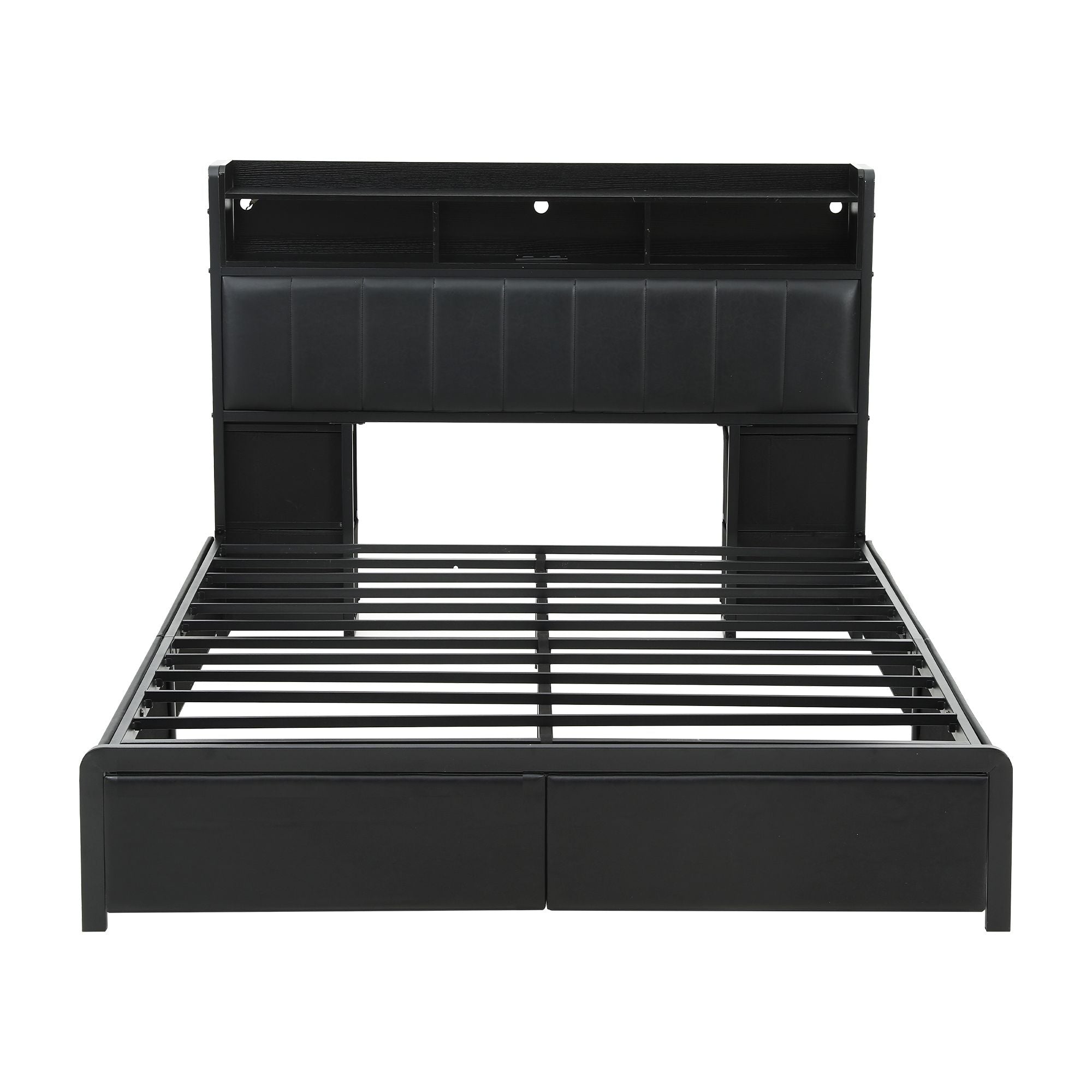 Artiss Double Bed Frame with Storage Headboard, 2 Drawers, Charging Station LED Light Bedworld