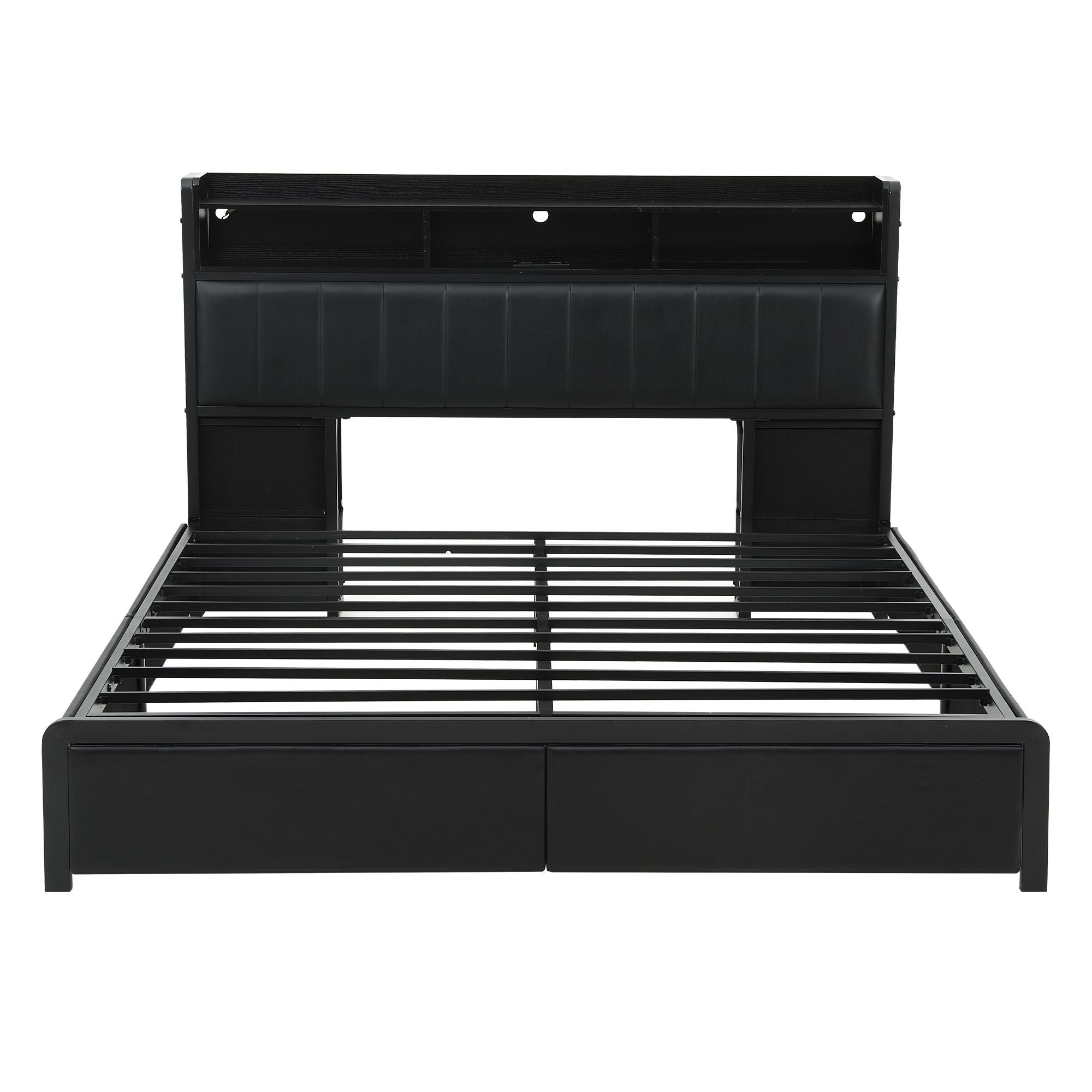 Artiss King Bed Frame with Storage Headboard, 2 Drawers, Charging Station & LED Light Bedworld