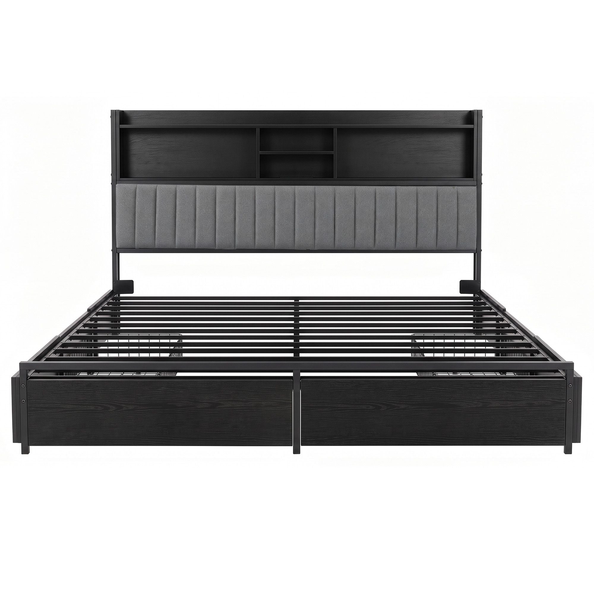 Artiss King Bed Frame with Storage, 4 Drawers and Charging Station Bedworld