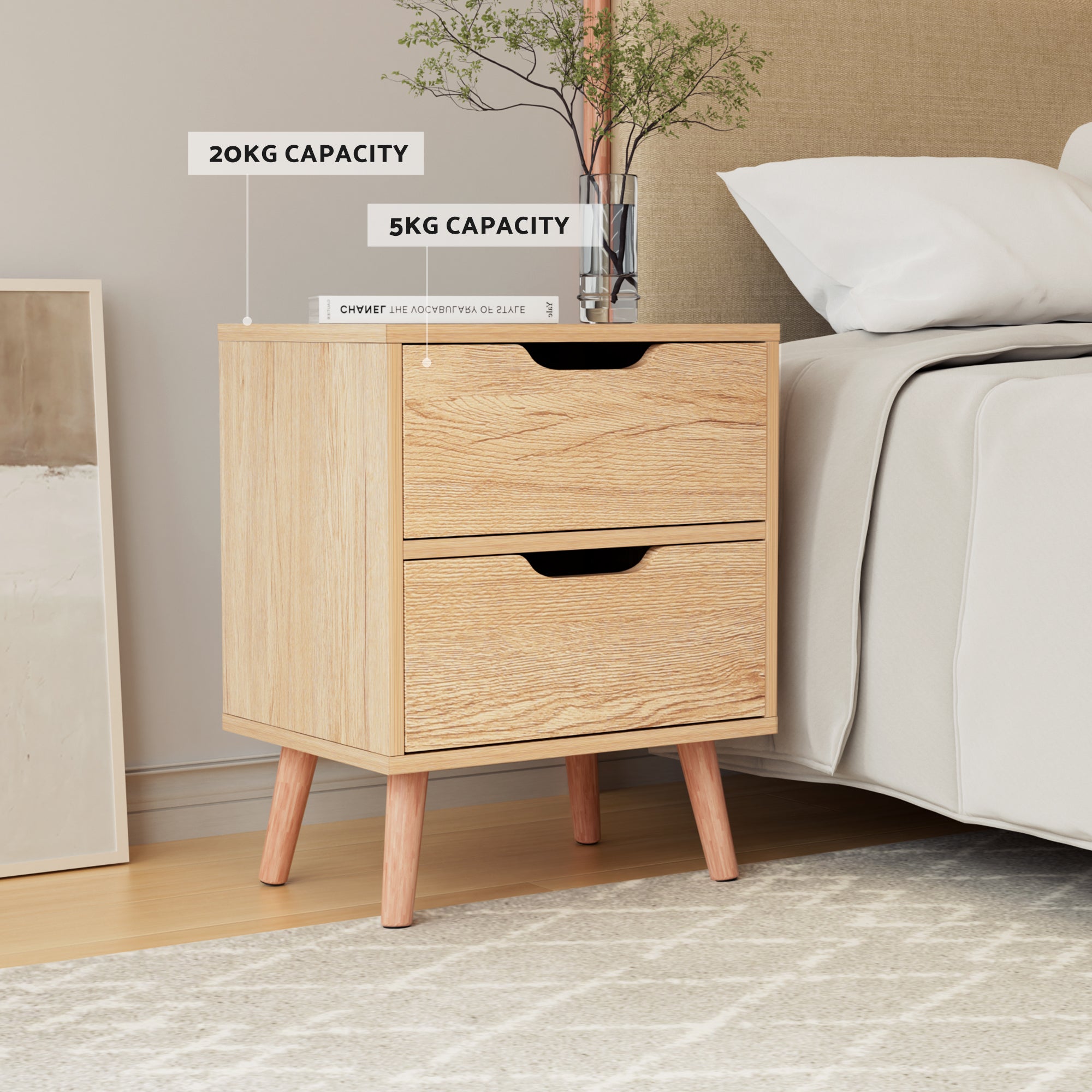 Artiss Gas Lift Queen Bed Frame with Bedside Table Set Boucle Fabric Upholstered Platform Bed Nightstand Bedworld
