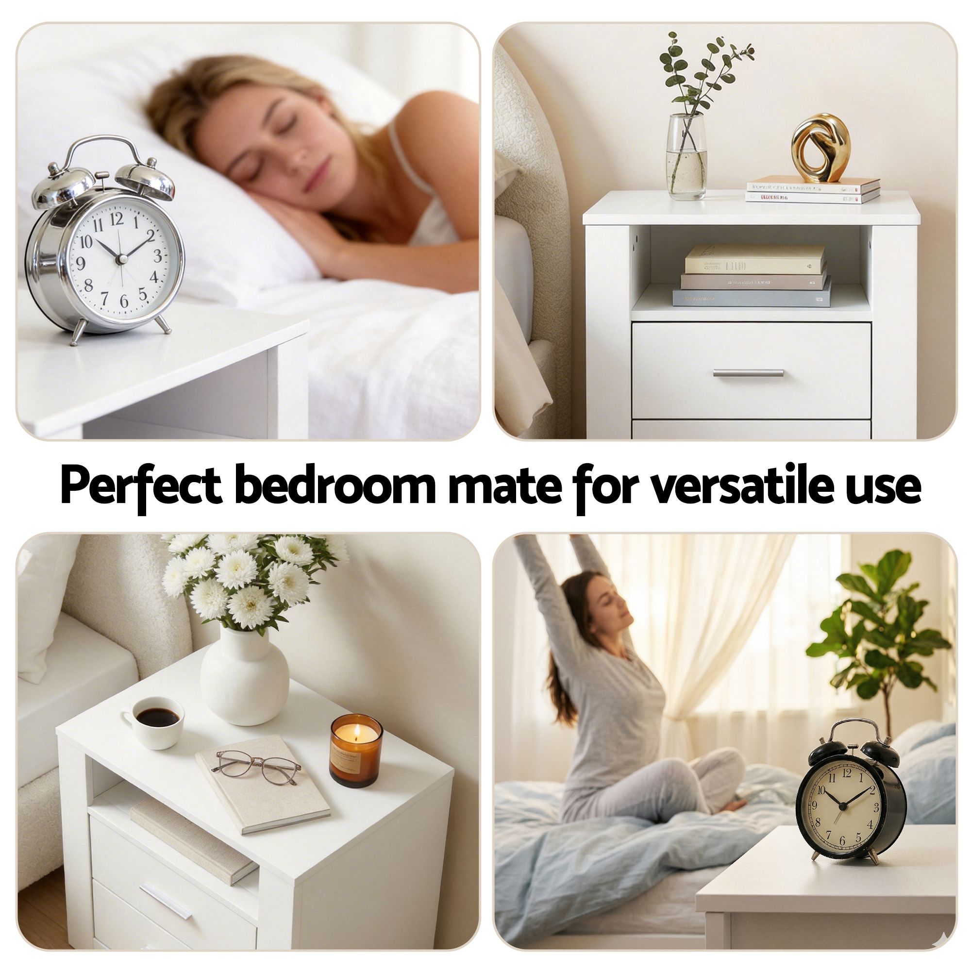 Artiss Queen Bed Frame with Storage and Bedside Table Set Boucle Fabric Gas Lift Bed Base 2-Drawer Nightstand Bedworld