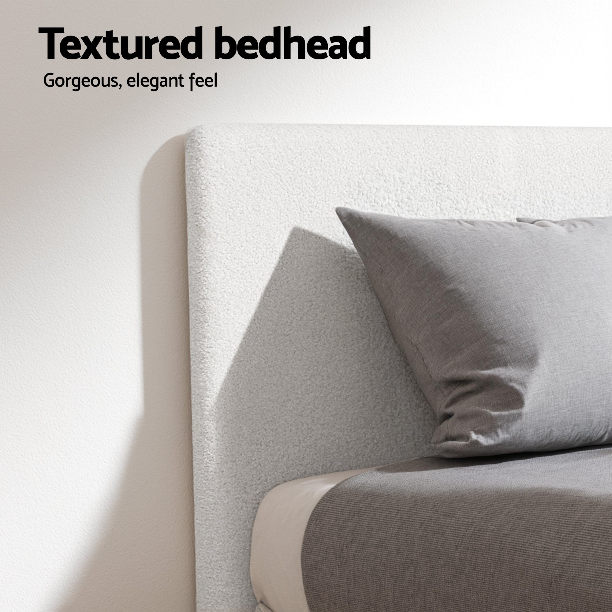 Artiss Single Bed Frame with Hybrid Mattress Set 30cm Medium Firm Platform Headboard Boucle Upholstered Pocket Coil for Pressure Relief Bedworld