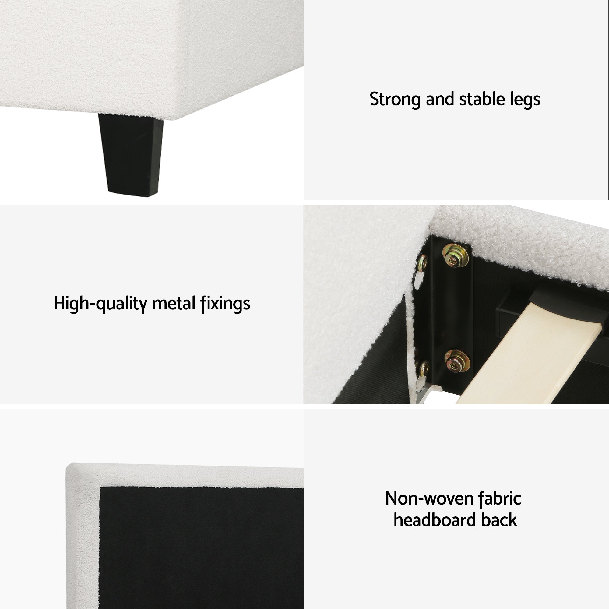 Artiss Single Bed Frame with Hybrid Mattress Set 30cm Medium Firm Platform Headboard Boucle Upholstered Pocket Coil for Pressure Relief Bedworld