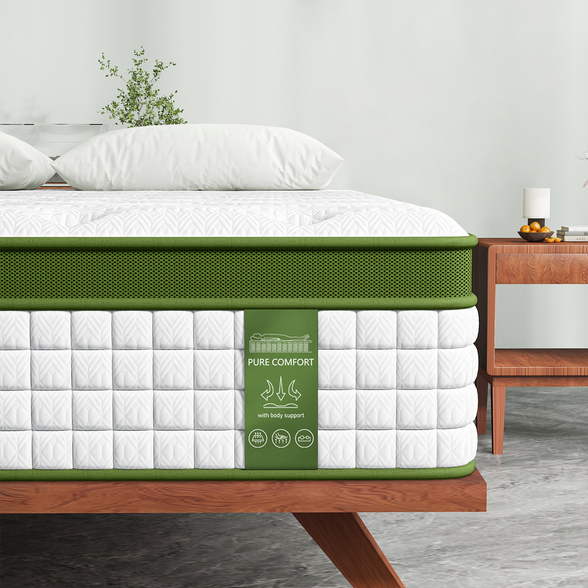 Artiss Single Bed Frame with Hybrid Mattress Set 30cm Medium Firm Platform Headboard Boucle Upholstered Pocket Coil for Pressure Relief Bedworld