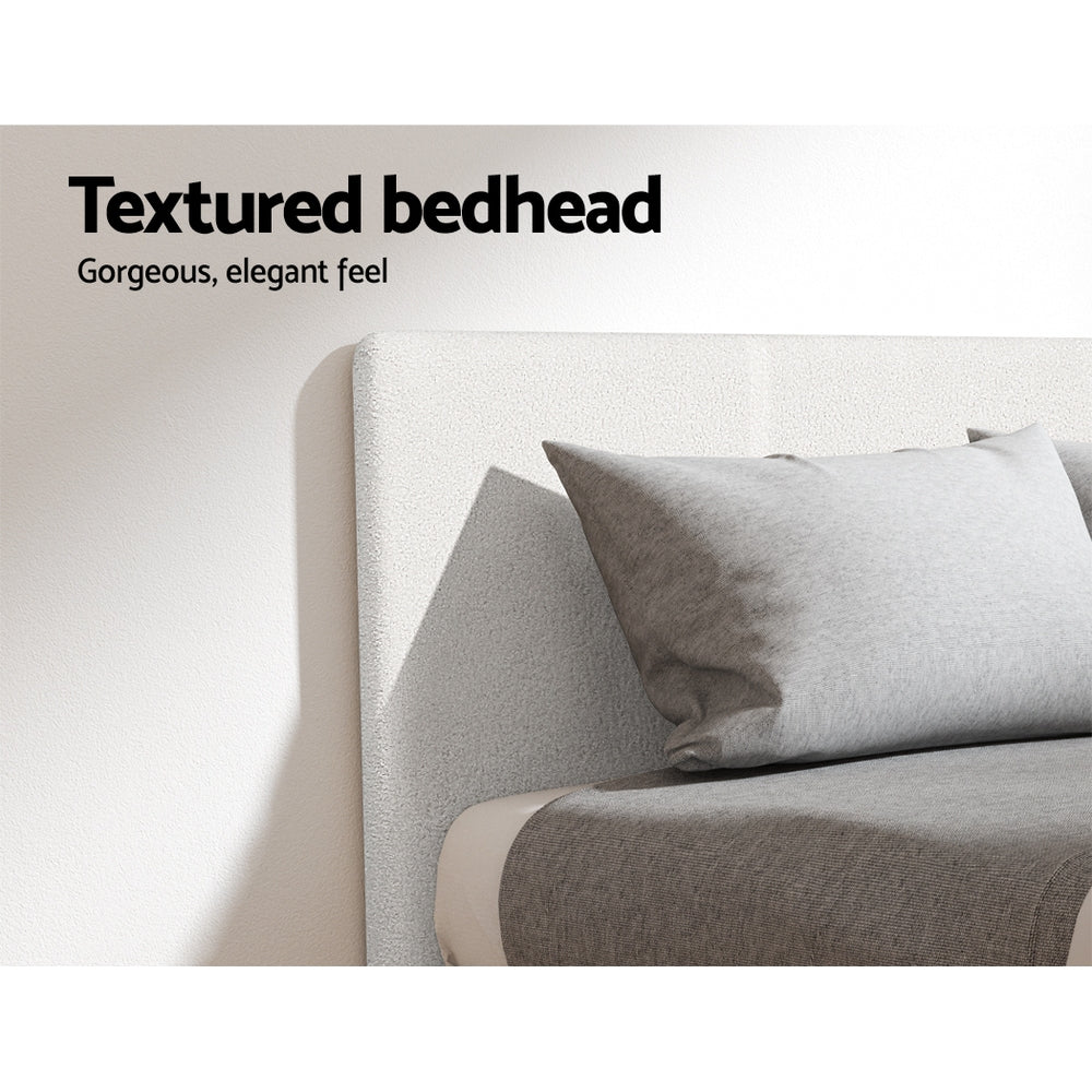 Artiss Double Bed Frame and BedStory Hybrid Mattress Bundle with Headboard White Bedworld