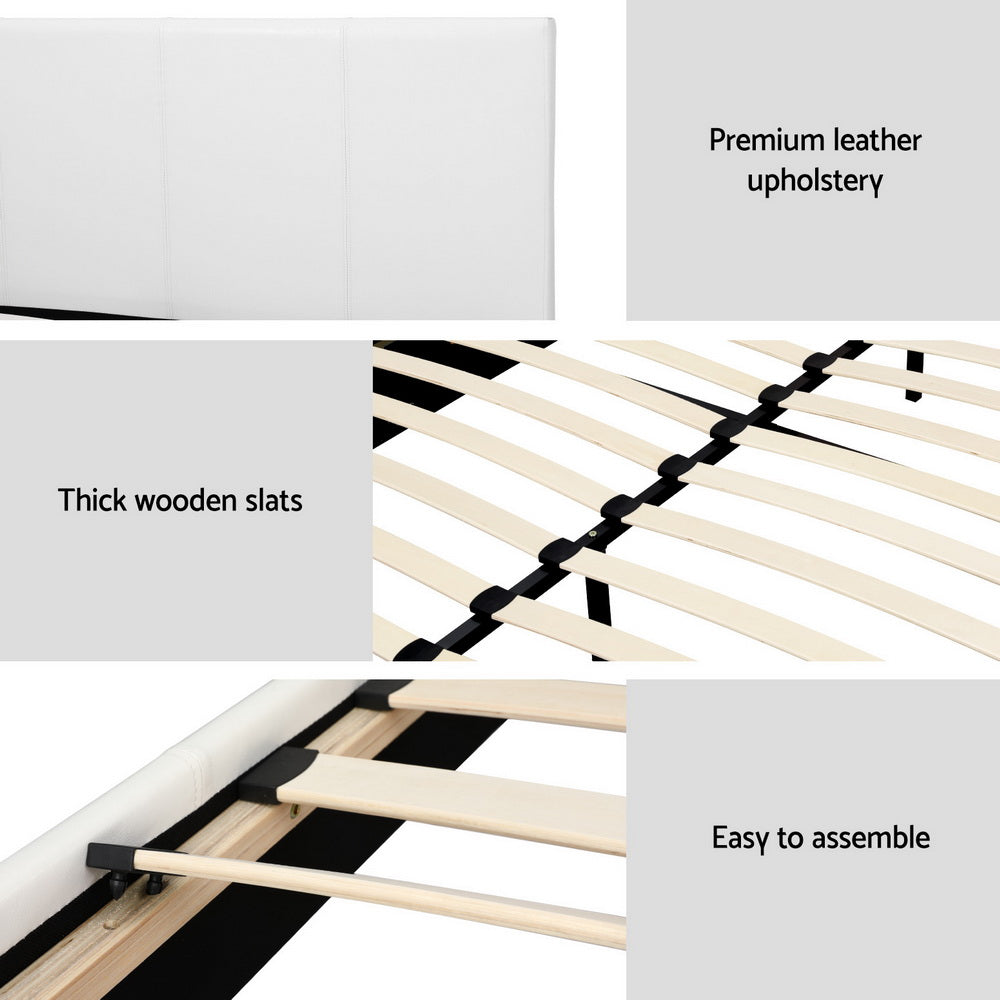 Artiss Double Bed Frame and BedStory Hybrid Mattress Bundle with Headboard White Bedworld