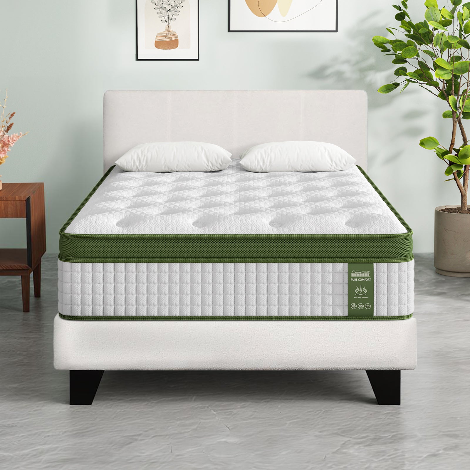 Artiss BedStory Single Bed Frame Mattress Bundle Platform Headboard Medium Firm Hybrid White Bedworld