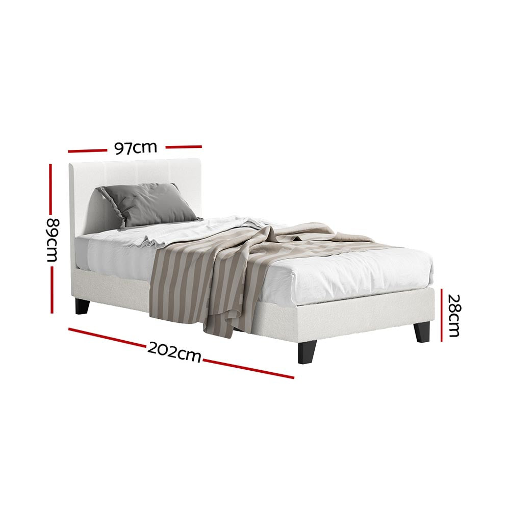 Artiss BedStory Single Bed Frame Mattress Bundle Platform Headboard Medium Firm Hybrid White Bedworld