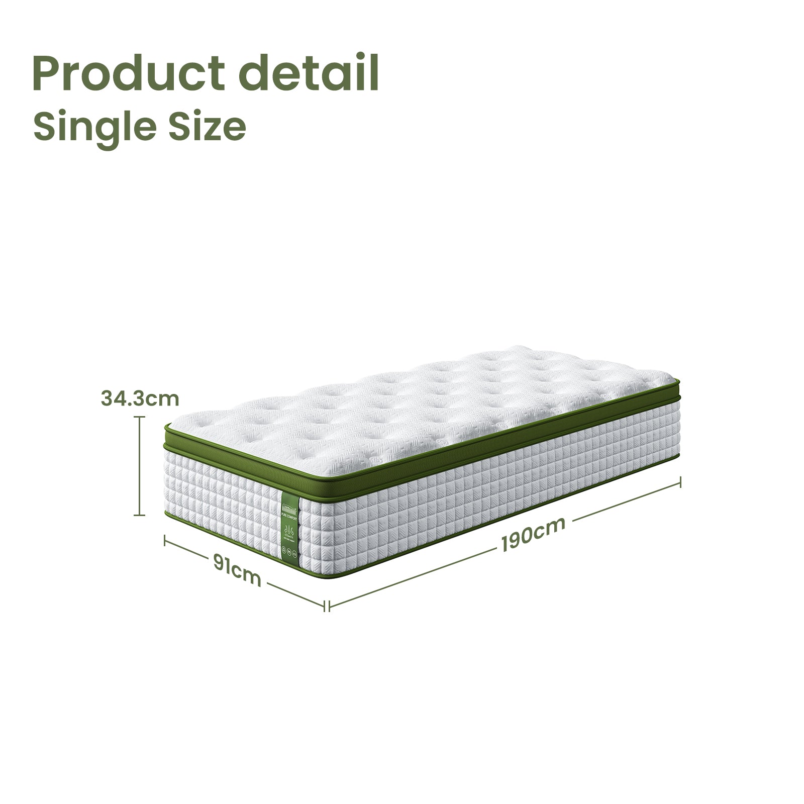 Artiss BedStory Single Bed Frame Mattress Bundle Platform Headboard Medium Firm Hybrid White Bedworld