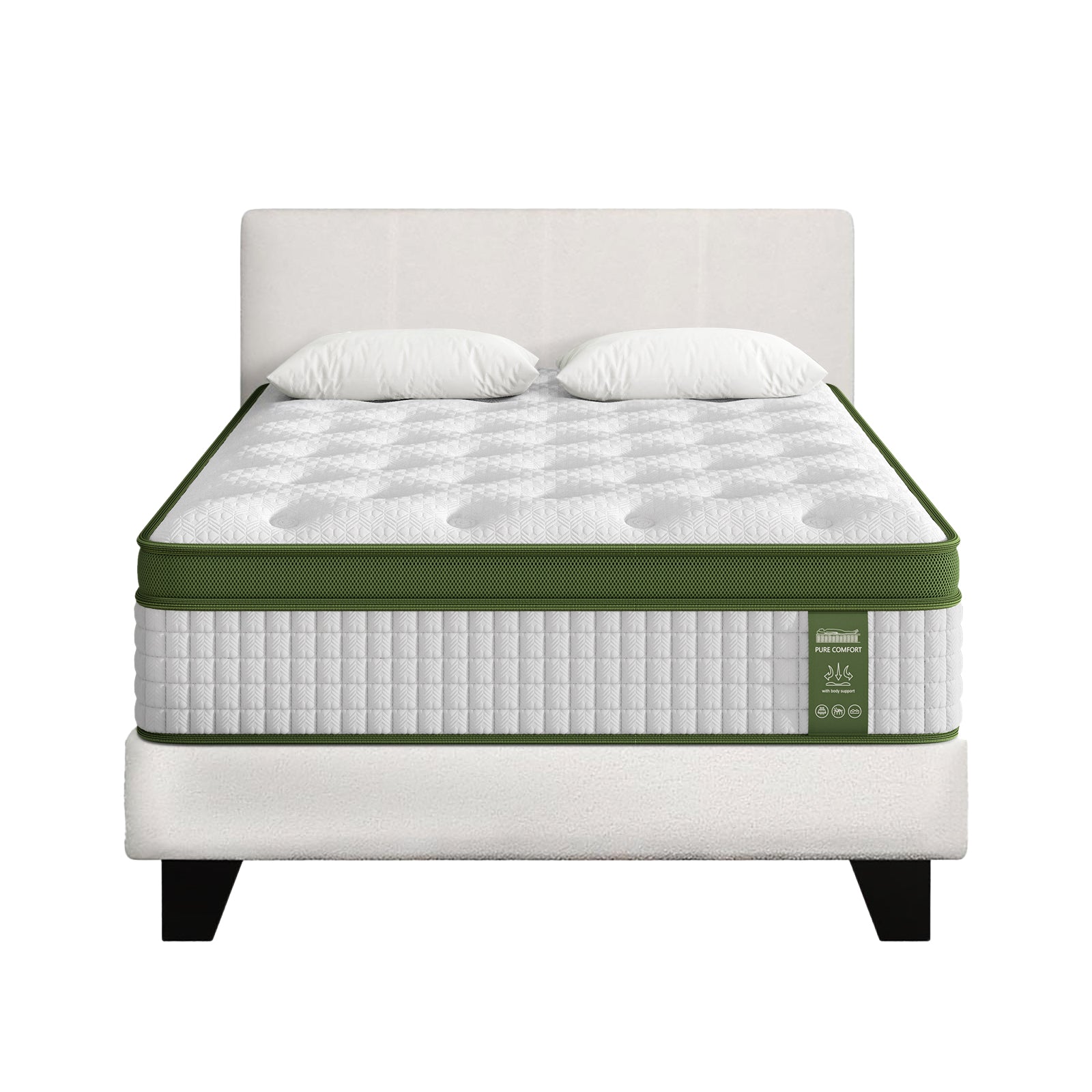 Artiss BedStory Single Bed Frame Mattress Bundle Platform Headboard Medium Firm Hybrid White Bedworld
