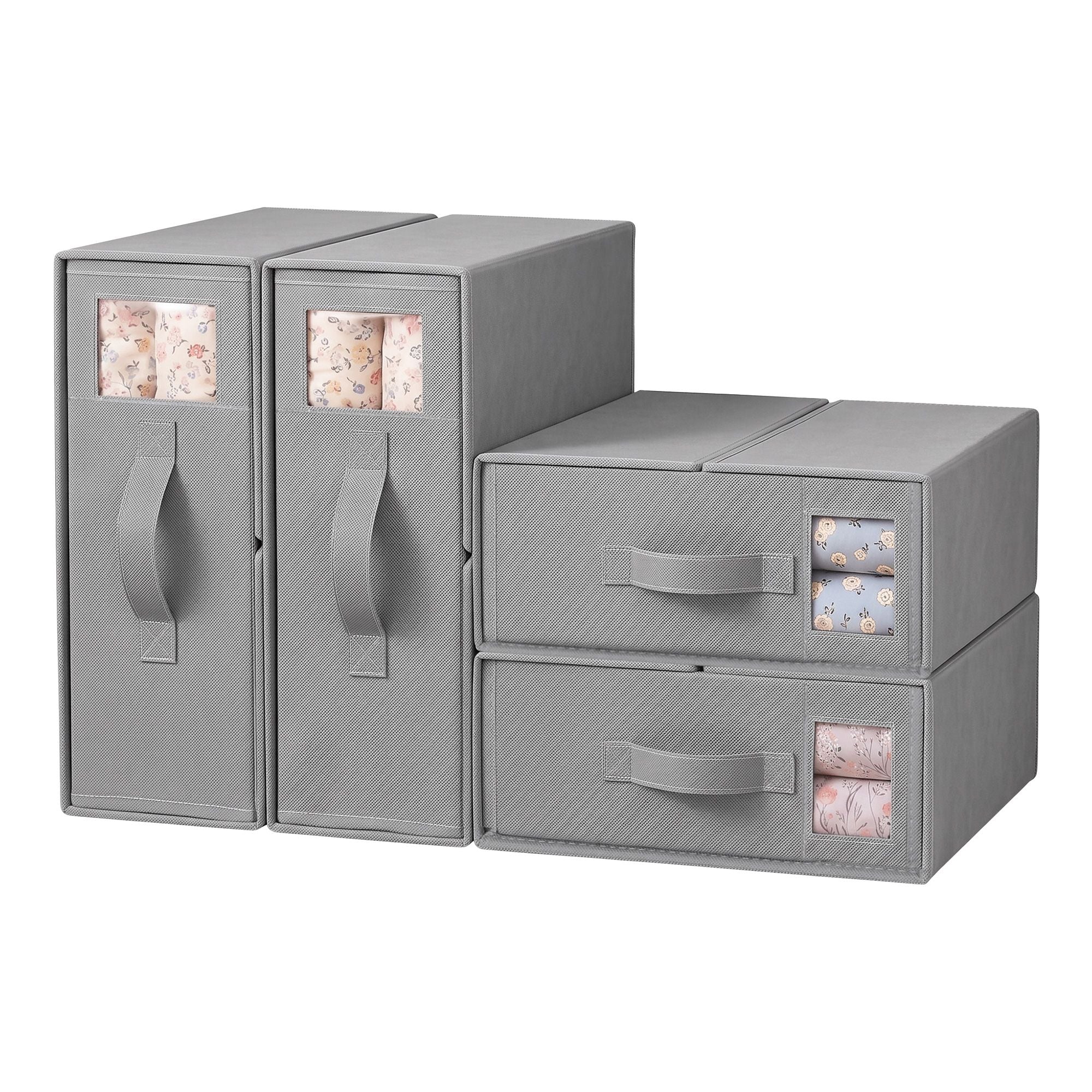 Artiss Bed Sheet Organisers Box Set 4Pcs Storage King Size Bedding Foldable Grey Bedworld