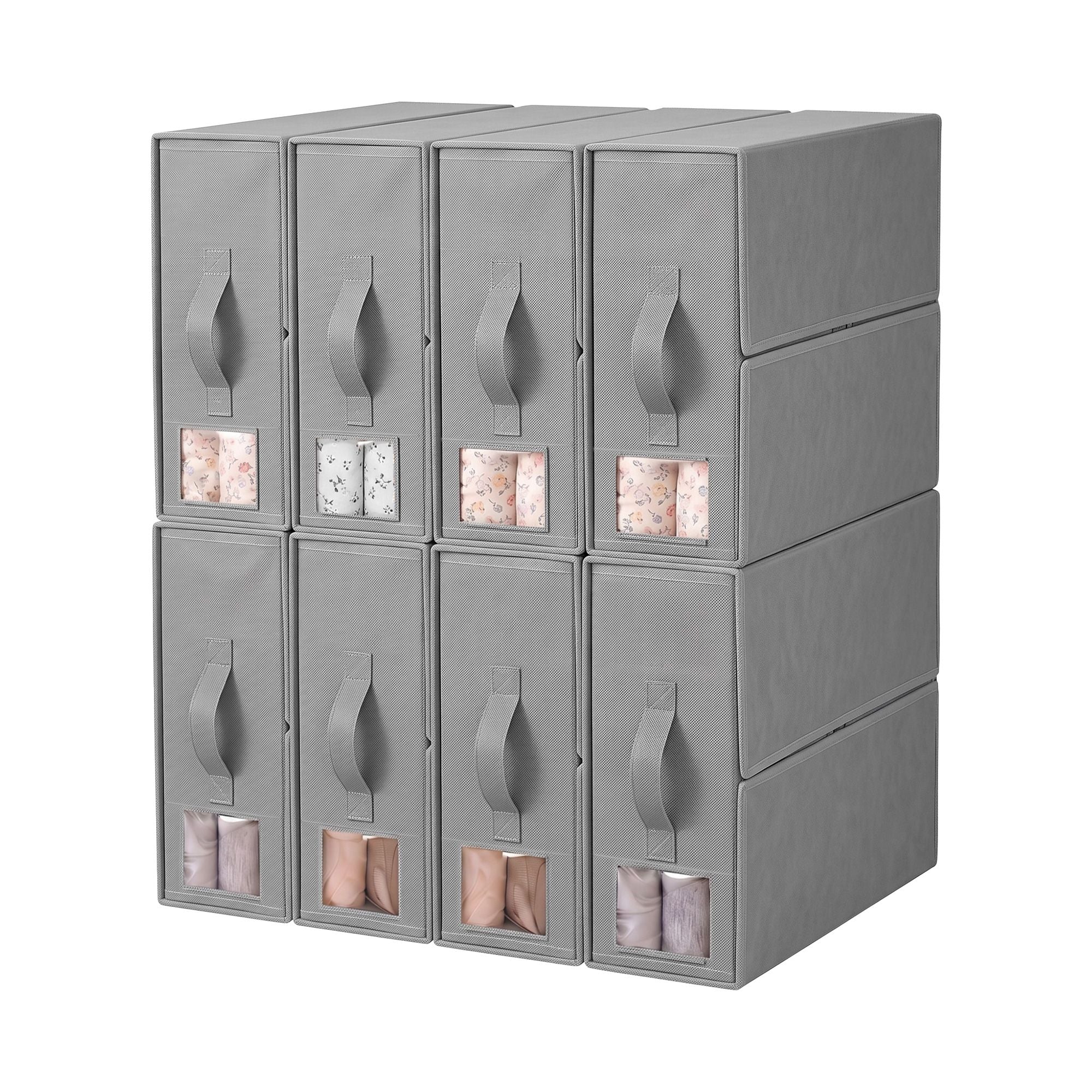 Artiss Bed Sheet Organisers Box Set 8Pcs Storage King Size Bedding Foldable Grey Bedworld
