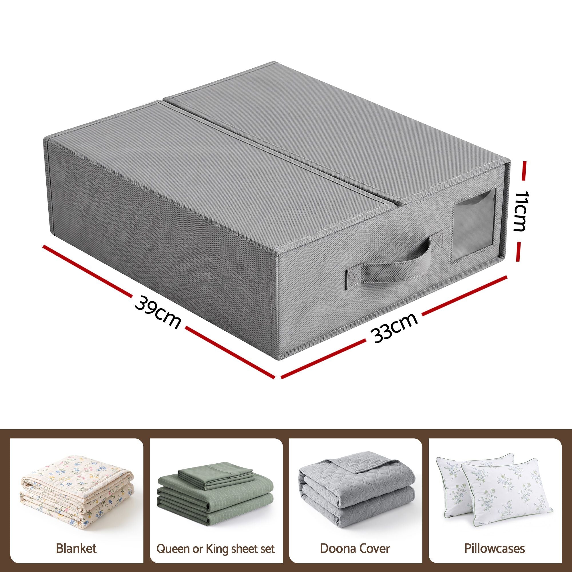 Artiss Bed Sheet Organisers Box Set 8Pcs Storage King Size Bedding Foldable Grey Bedworld