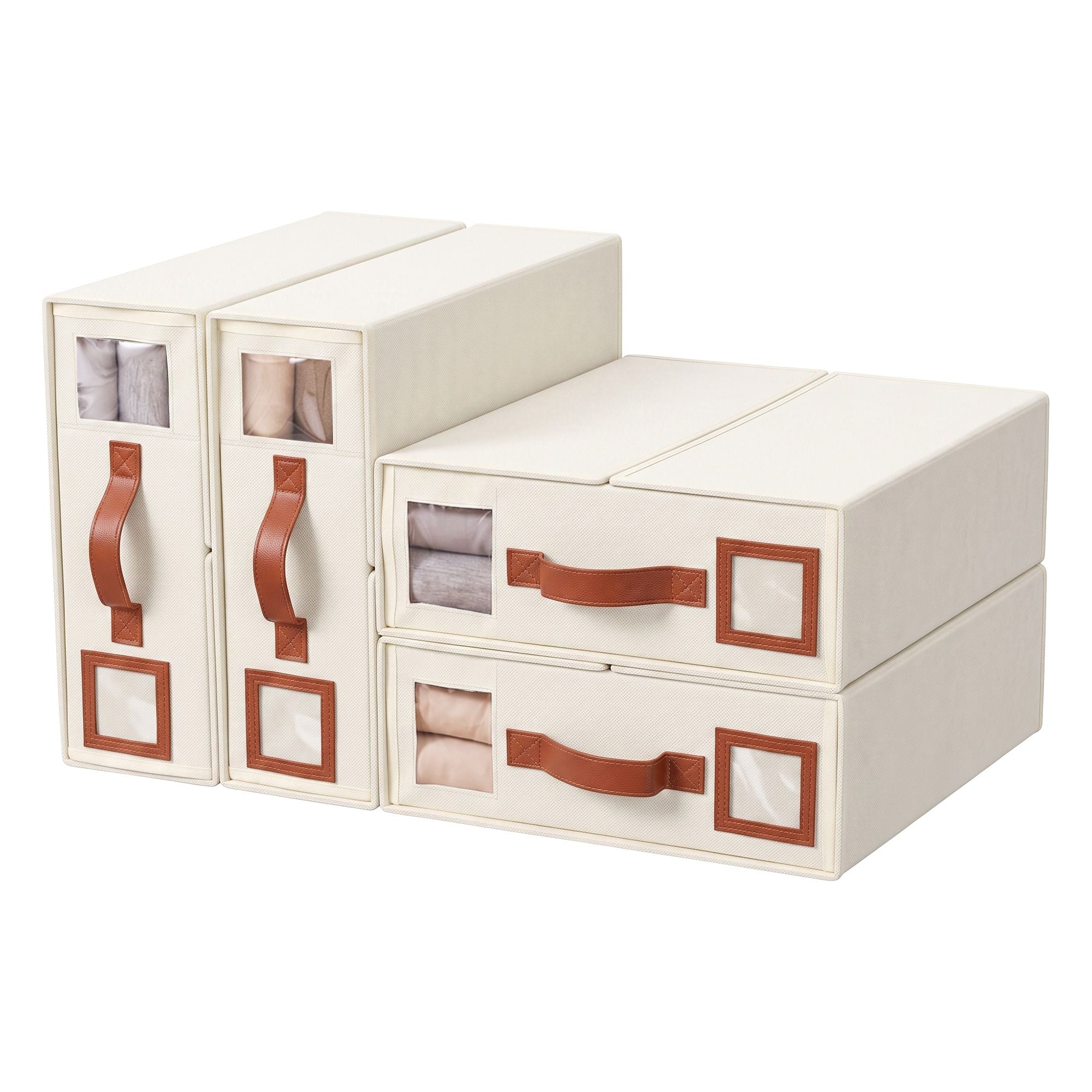 Artiss Bed Sheet Organisers Box 4Pcs Storage King Size Bedding Foldable Beige Bedworld