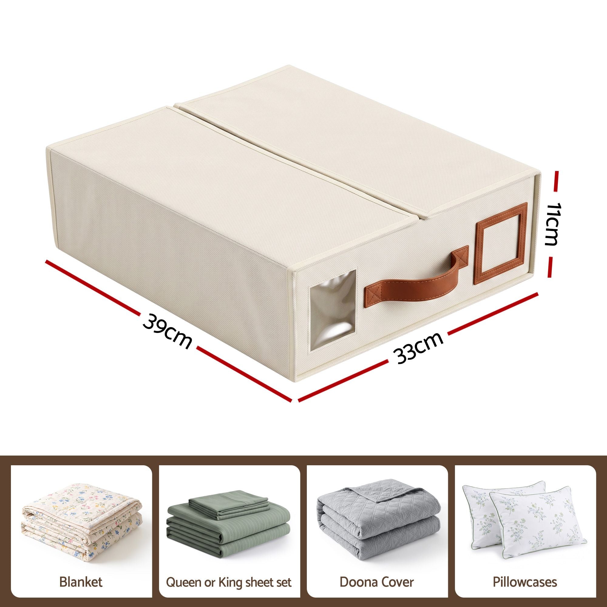 Artiss Bed Sheet Organisers Box 4Pcs Storage King Size Bedding Foldable Beige Bedworld