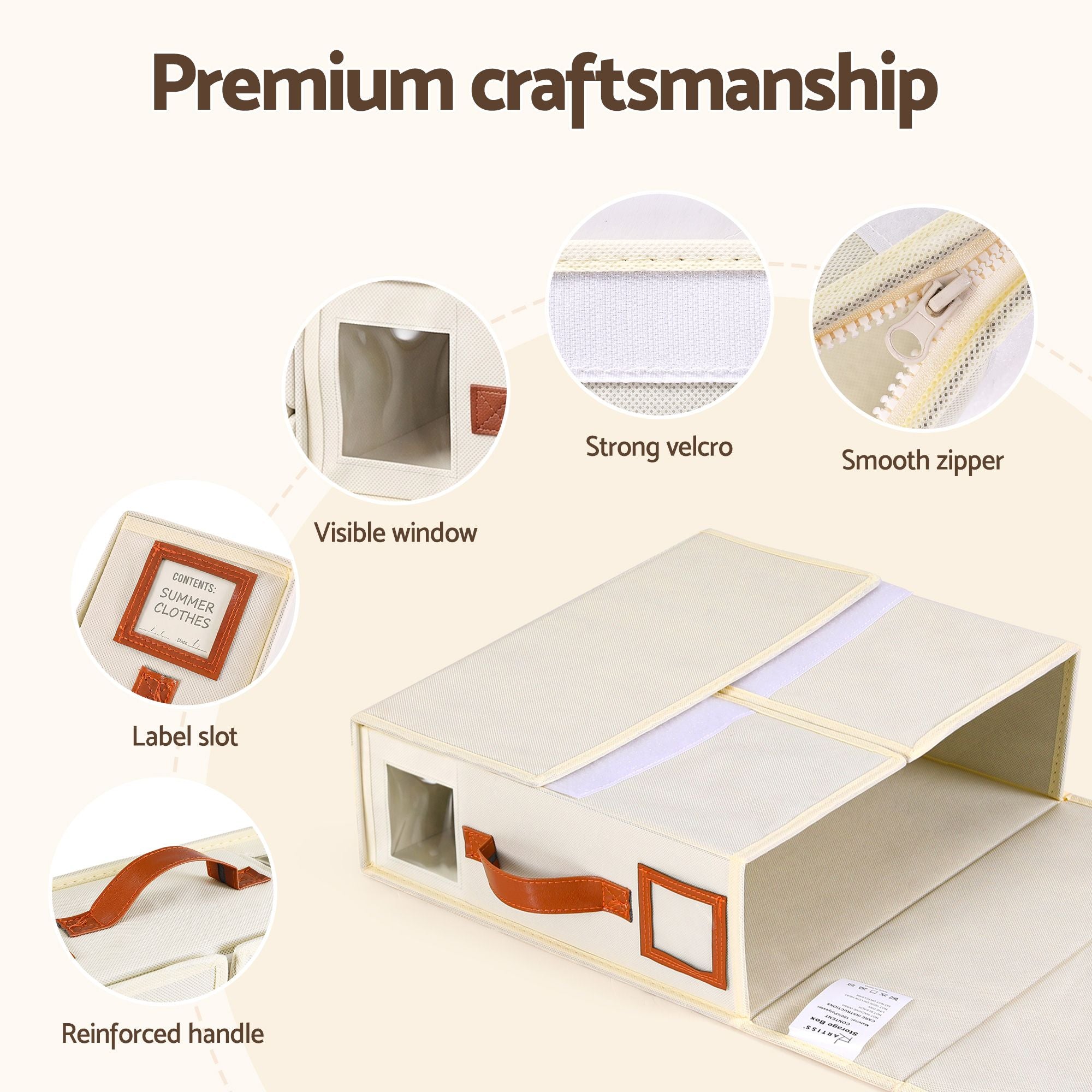 Artiss Bed Sheet Organisers Box 8Pcs Storage King Size Bedding Foldable Beige Bedworld